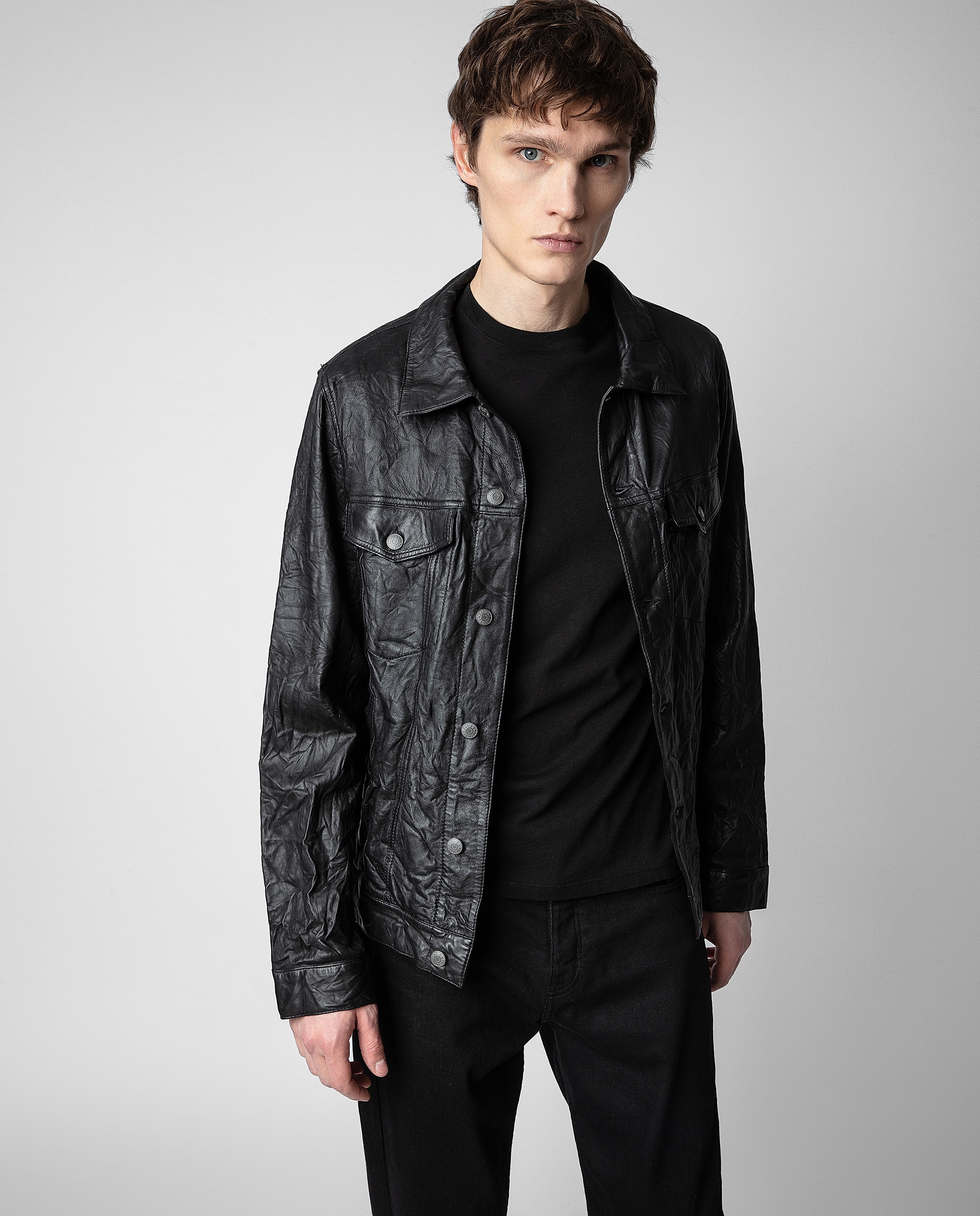 Cazadora de piel de hombre negra con botones - Zadig & Voltaire - Negro Negro-4