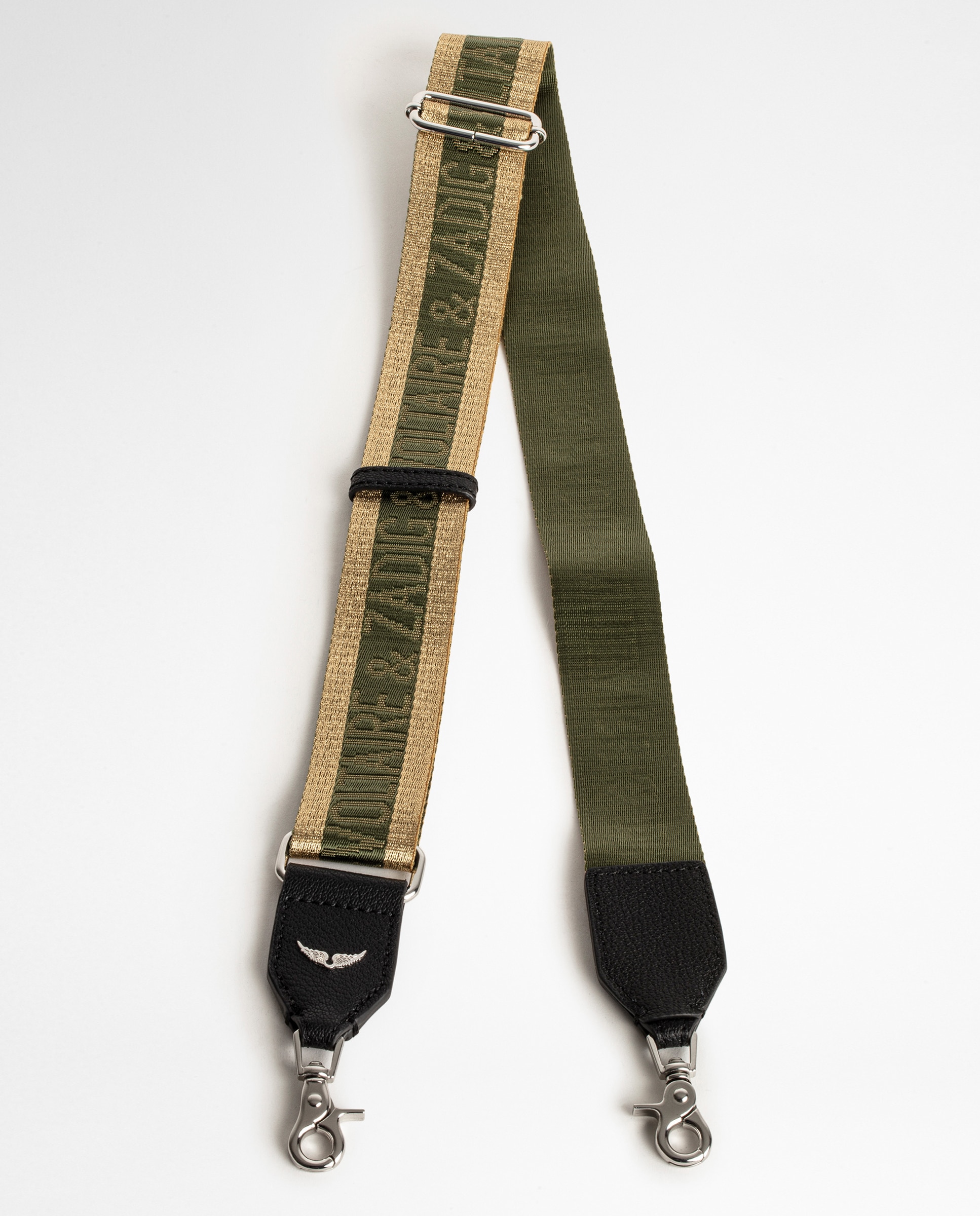 Bandolera ajustable de efecto nylon brillante con acabado en cuero - Zadig & Voltaire - Verde militar Verde militar-1