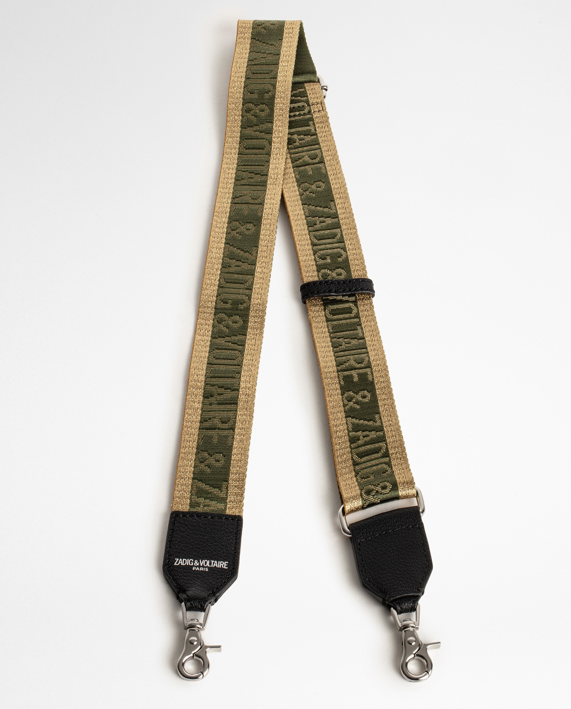 Bandolera ajustable de efecto nylon brillante con acabado en cuero - Zadig & Voltaire - Verde militar Verde militar-2