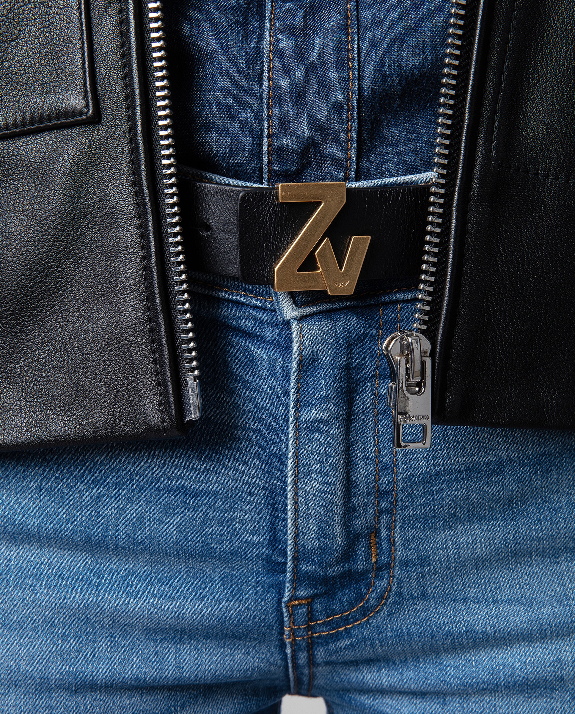 Cinturón de cuero 40mm de ancho con hebilla - Zadig & Voltaire - Negro Negro-2