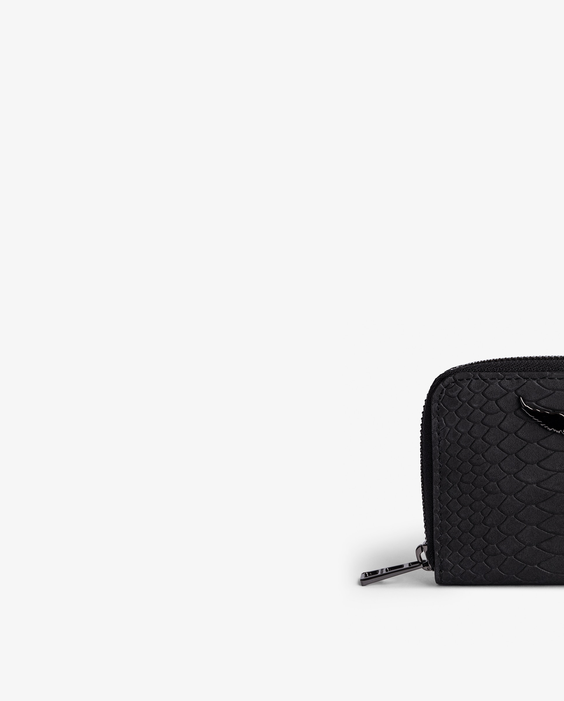 Monedero mini de mujer de piel efecto pitón con cremallera - Zadig & Voltaire - Negro Negro-2
