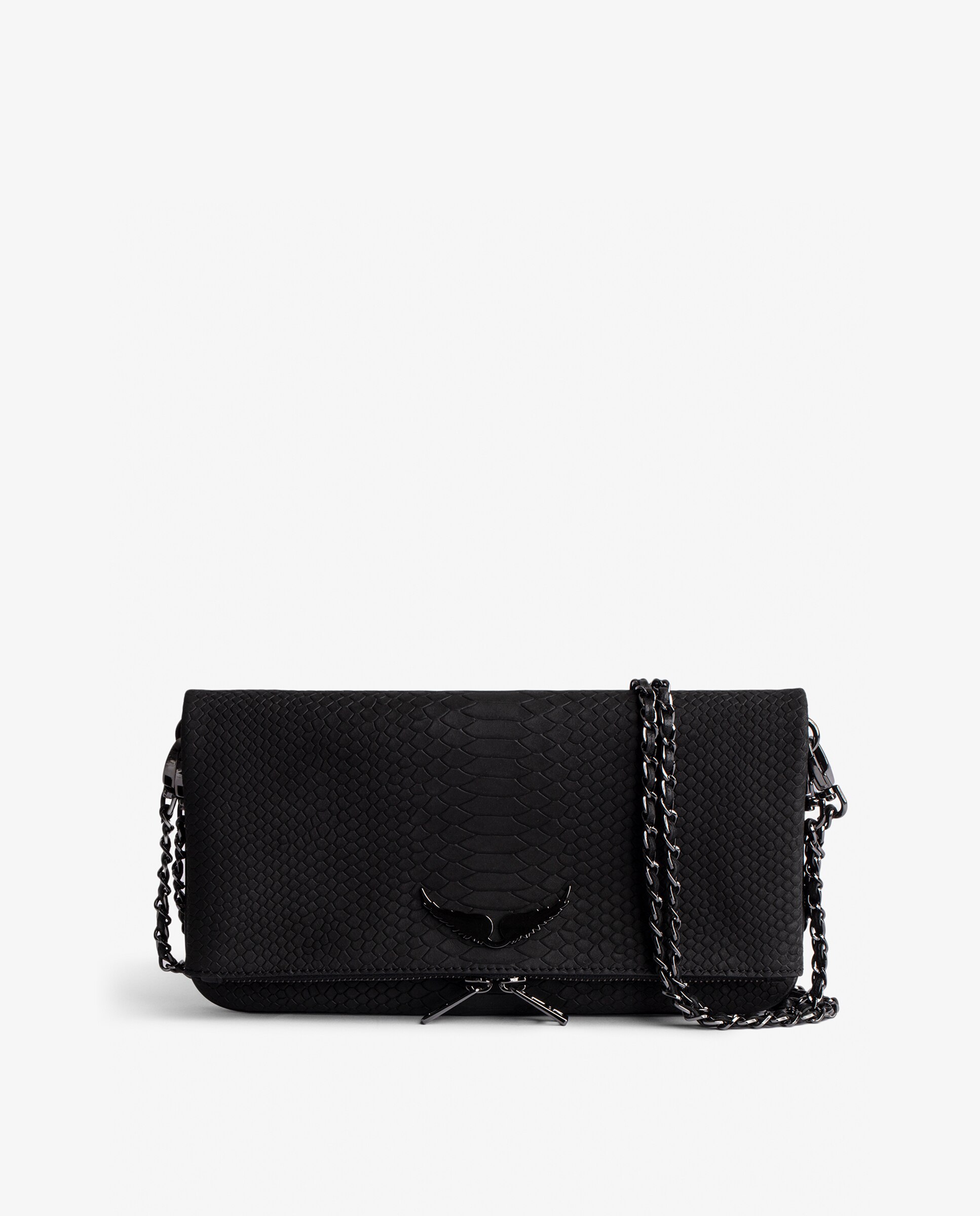 Bolso de mano multiposicion Rock Soft Savage de piel negro con cremallera