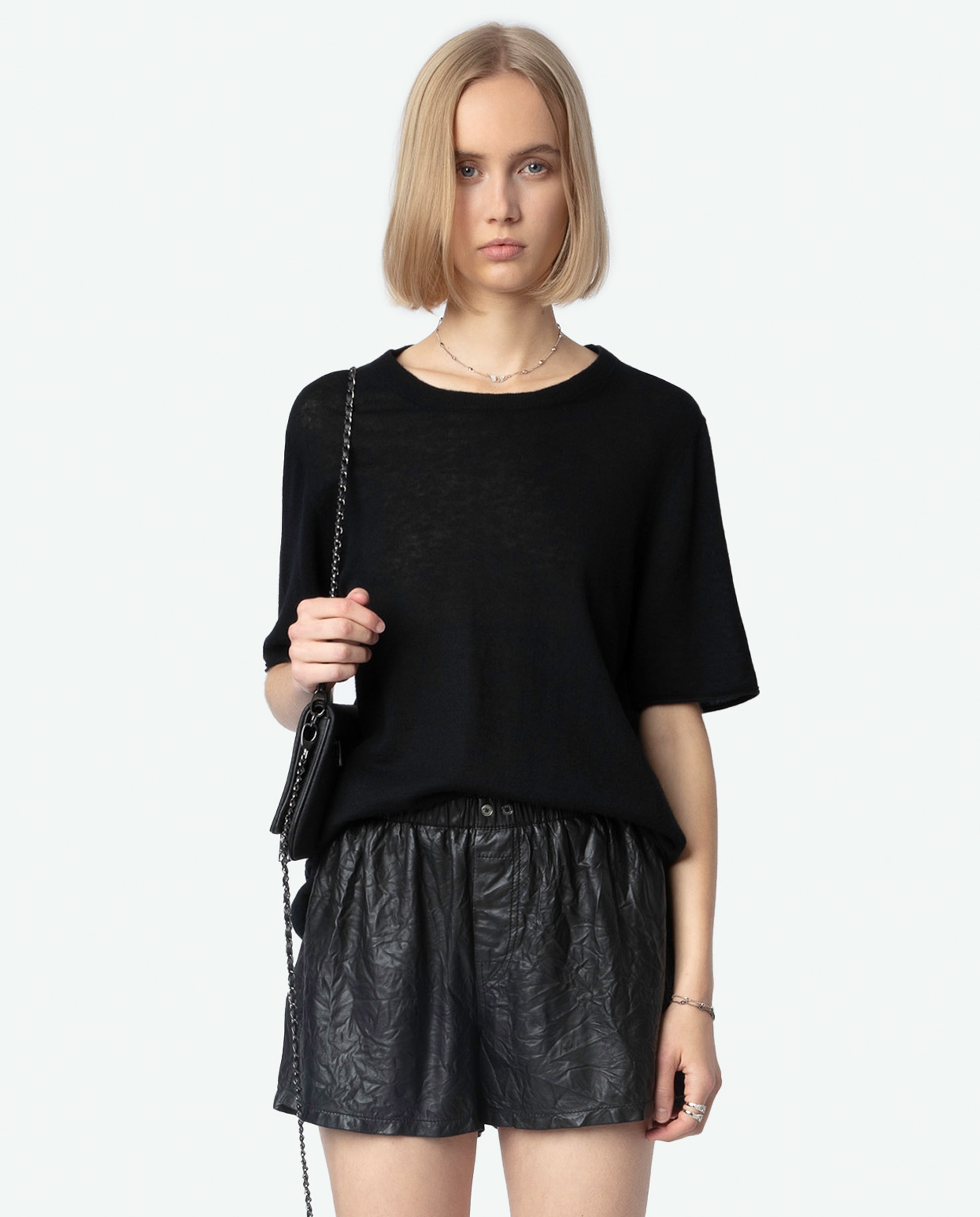 Zadig & Voltaire - Jersey de mujer Ida 100% cashmere de manga corta.