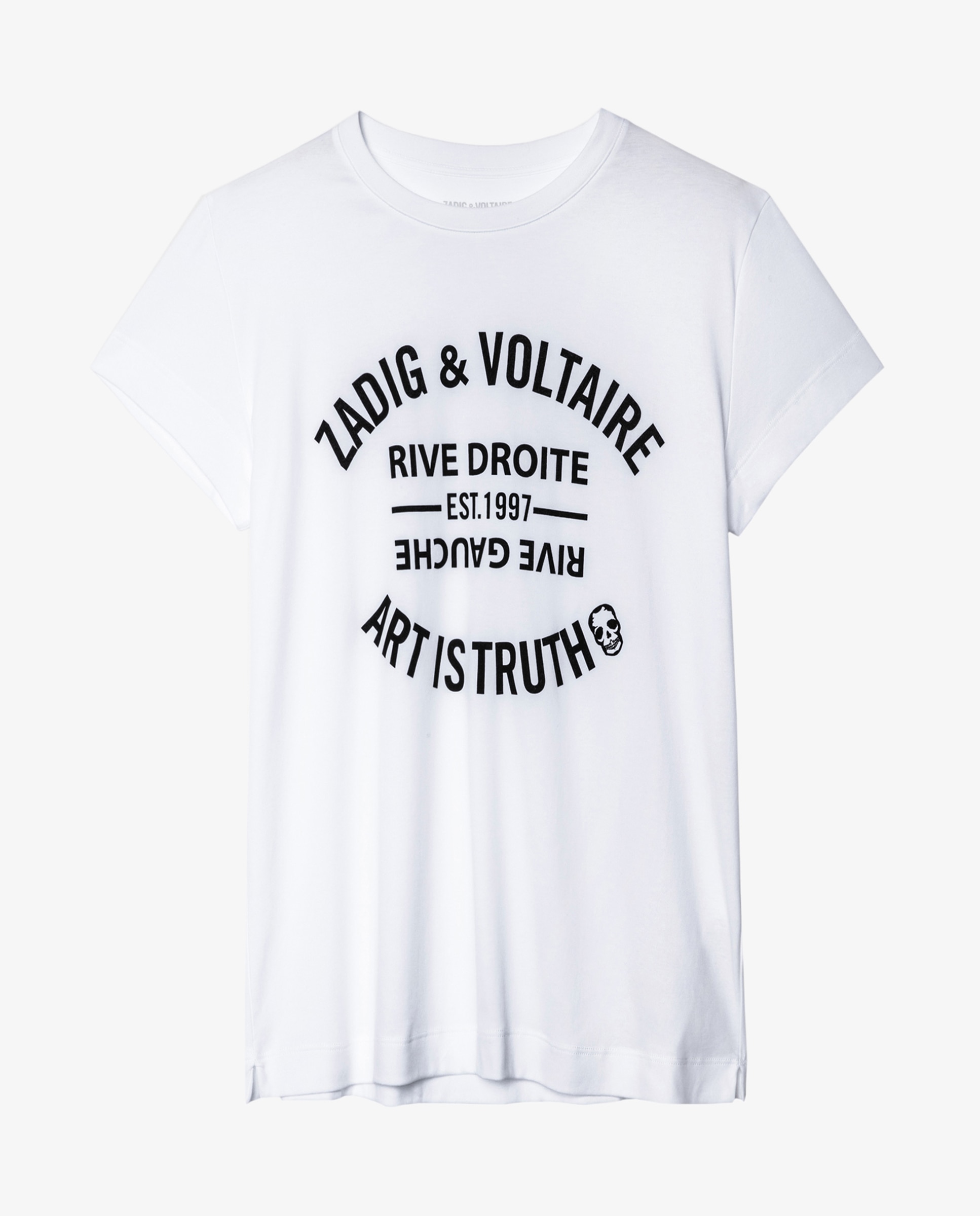 Camiseta de mujer con mensaje, manga corta y 100% algodón - Zadig & Voltaire - Blanco Blanco-5