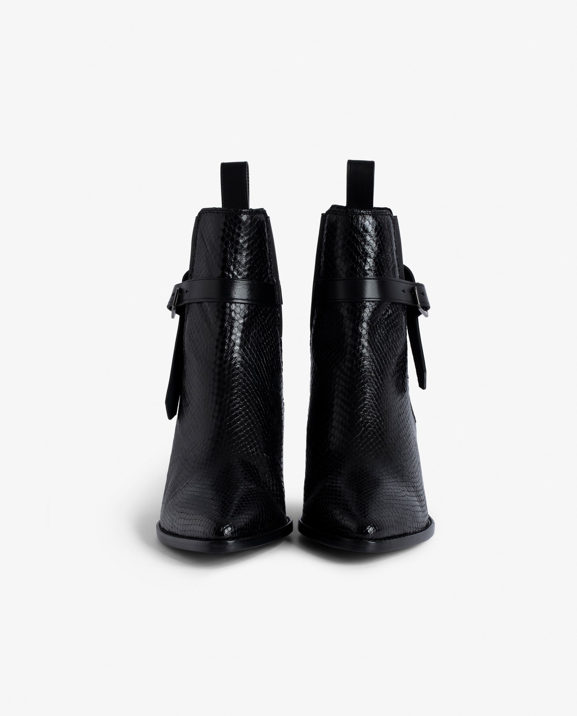Imagen 4 de Botines cowboy de mujer de piel con efecto pitón y hebilla en c - Zadig & Voltaire - Negro Negro