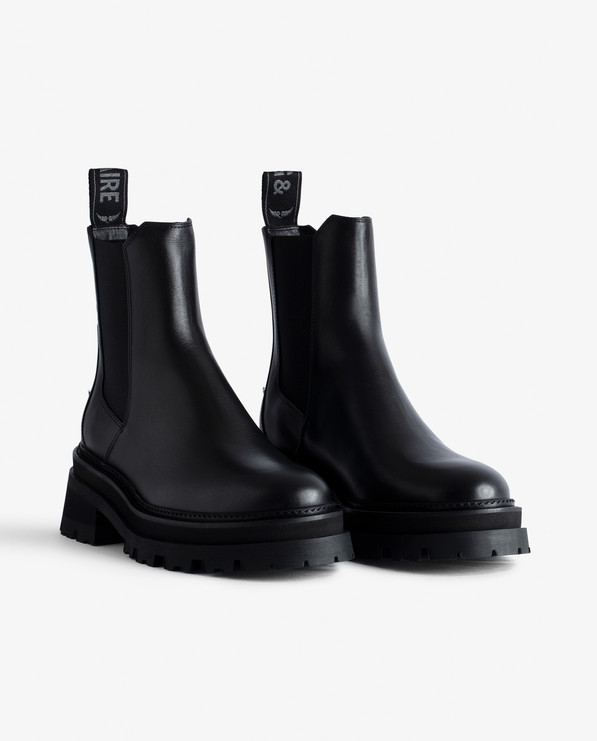 Botines chelsea de mujer de cuero liso - Negro Negro-2