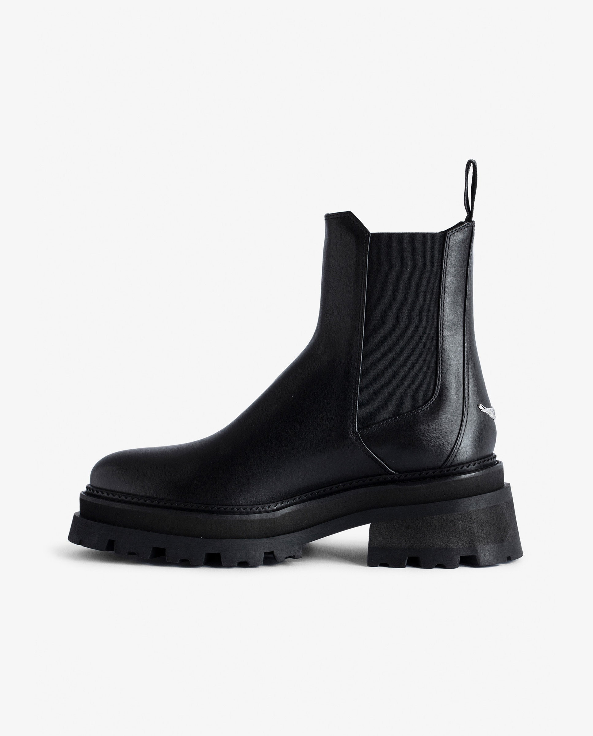 Botines chelsea de mujer de cuero liso - Negro Negro-4