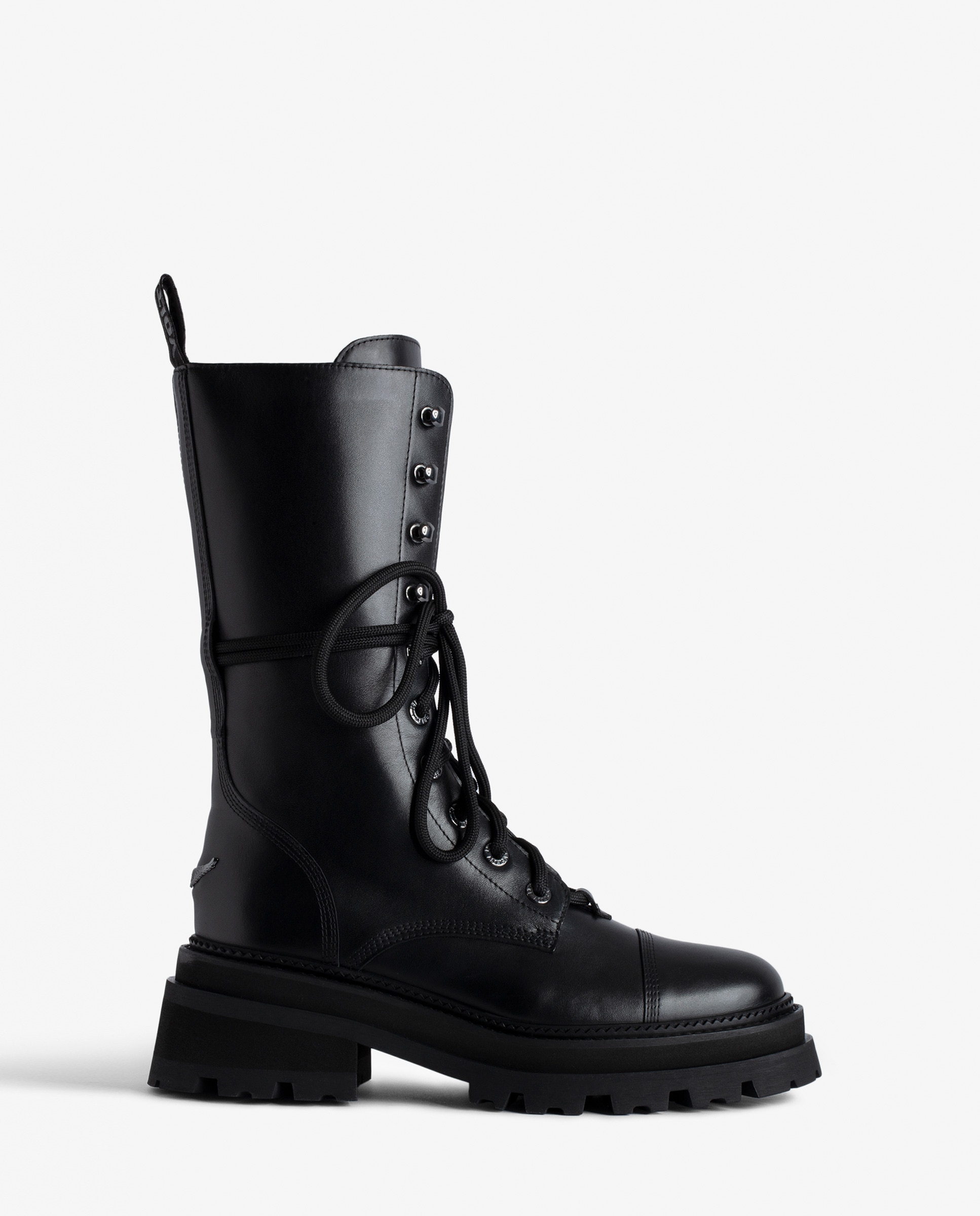 Zadig & Voltaire - Botas Altos ride de mujer de cuero negro.