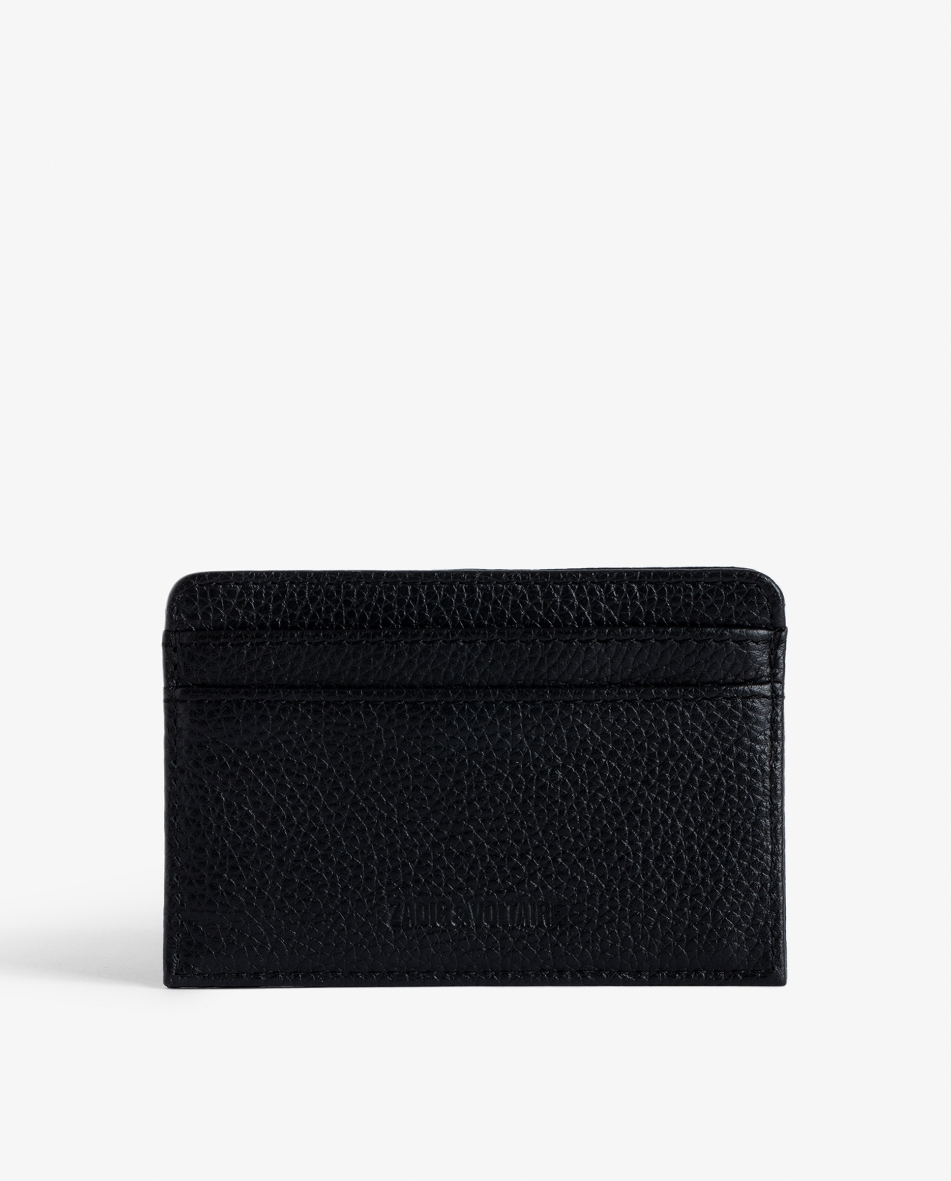 Tarjetero de mujer de piel granulada con colgante de strass - Zadig & Voltaire - Negro / Natural Negro / Natural-3