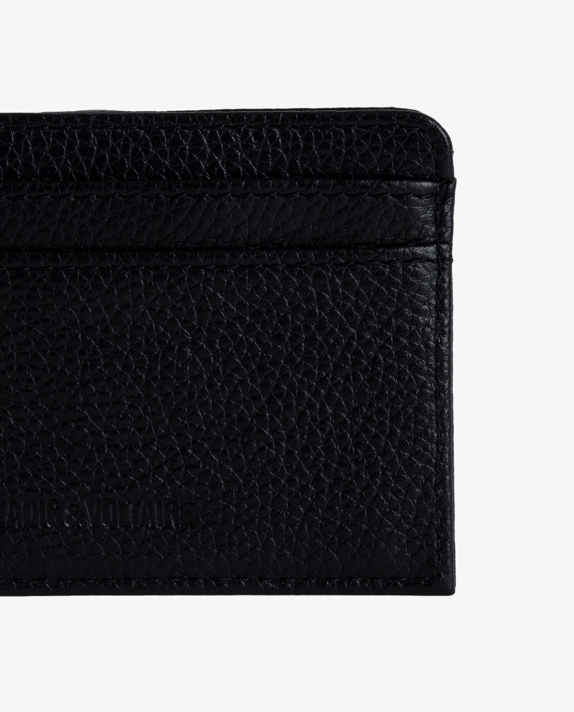 Tarjetero de mujer de piel granulada con colgante de strass - Zadig & Voltaire - Negro / Natural Negro / Natural-4