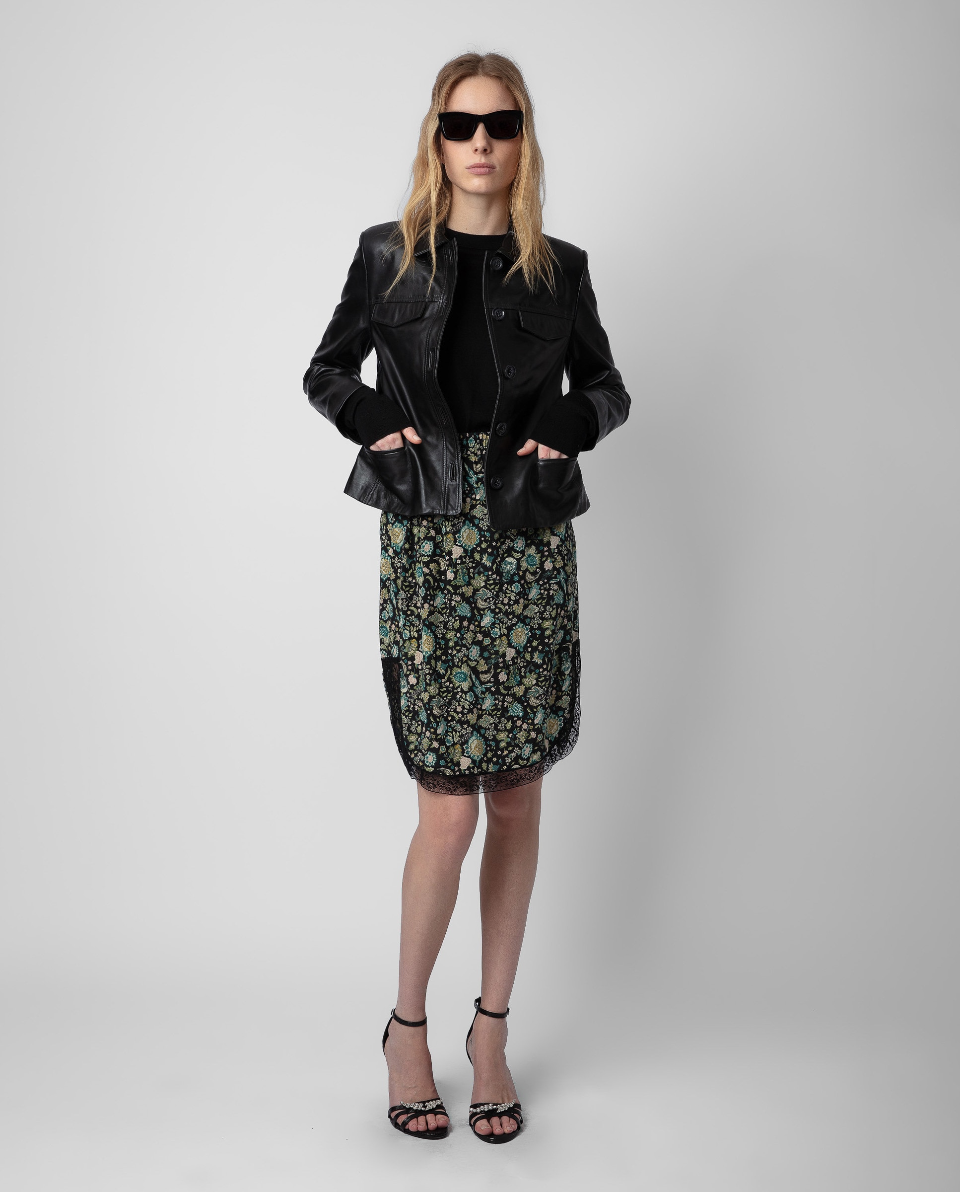 Zadig & Voltaire - Falda Jozy de seda con efecto floral.