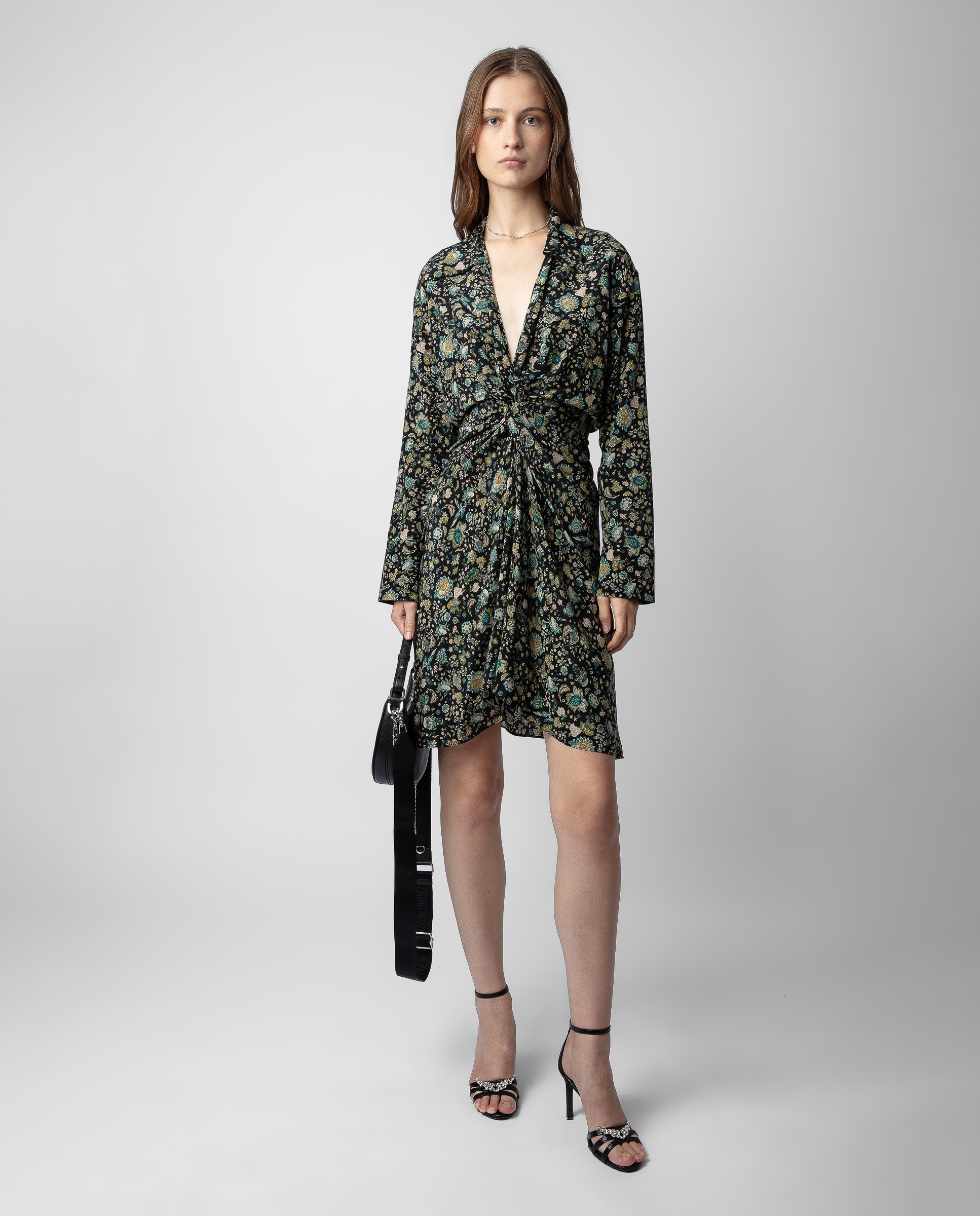 Zadig & Voltaire - Vestido Rozo de satén con estampado floral.