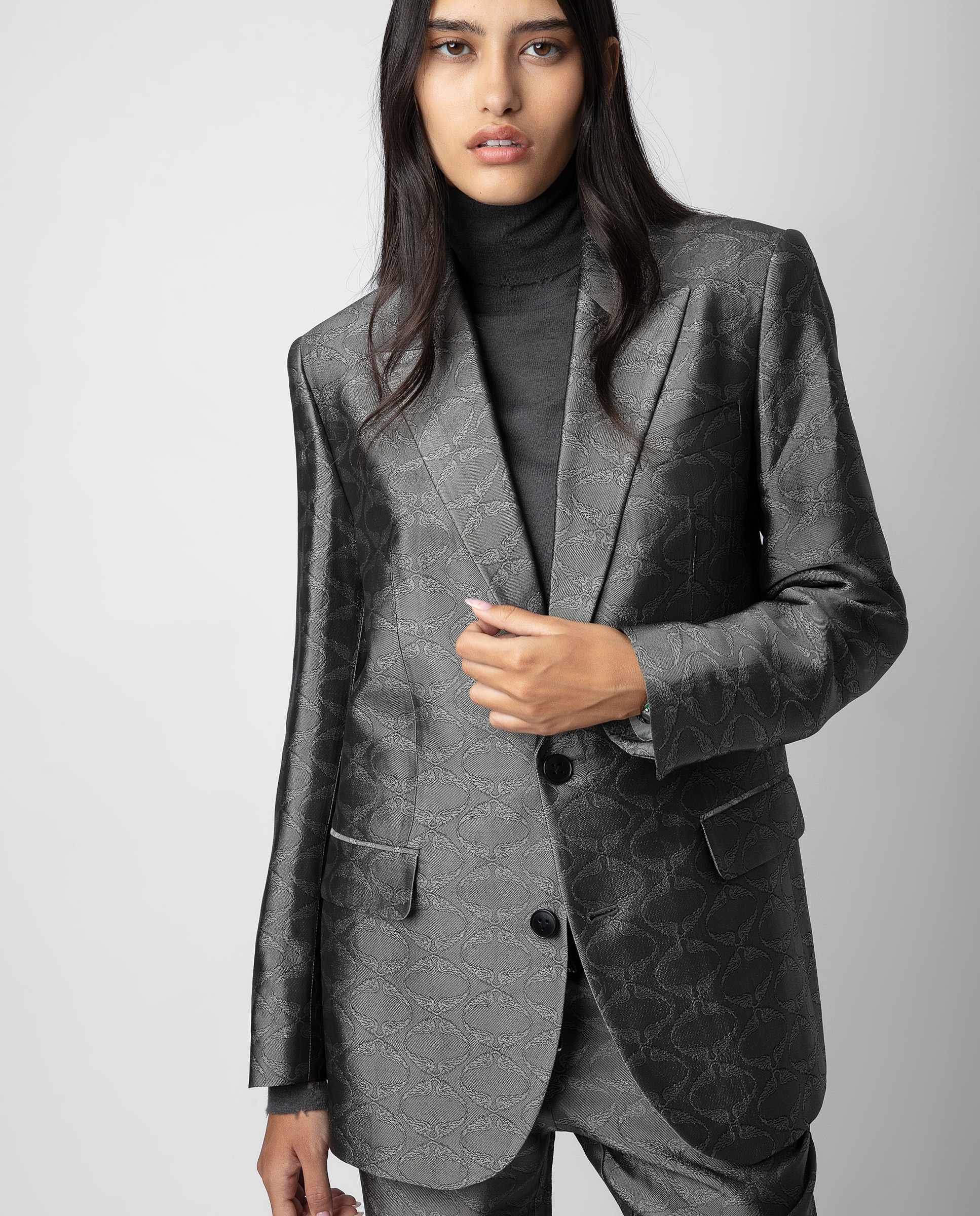 Zadig & Voltaire - Blazer de mujer Vegy jacquard con cierre de botones.