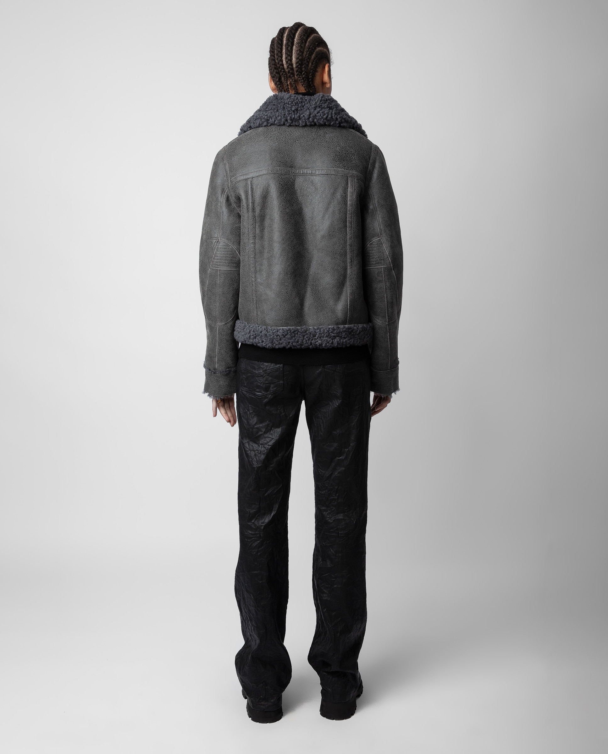 Cazadora de mujer estilo aviador doble faz envejecida - Zadig & Voltaire - Gris oscuro Gris oscuro-2