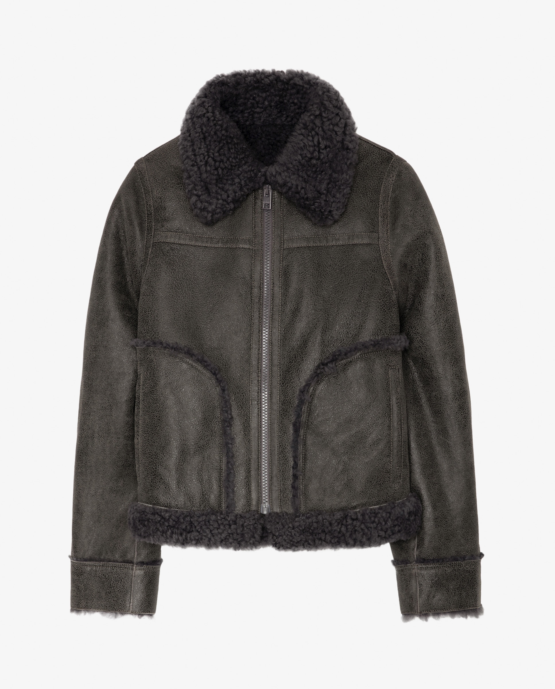 Cazadora de mujer estilo aviador doble faz envejecida - Zadig & Voltaire - Gris oscuro Gris oscuro-6