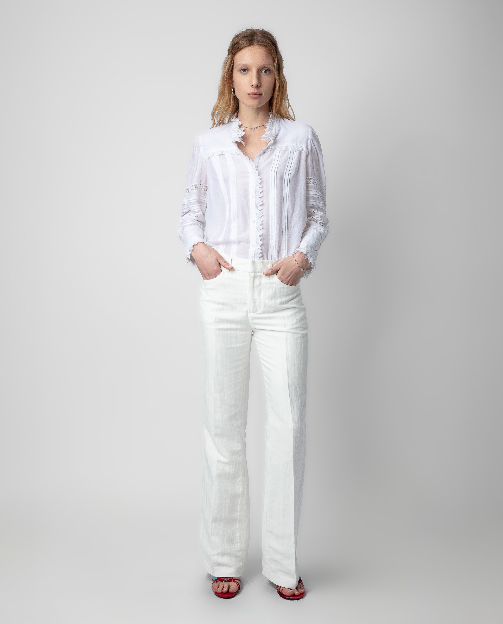 Zadig & Voltaire - Pantalón de campana de mujer Pistol plisado con bolsillos.