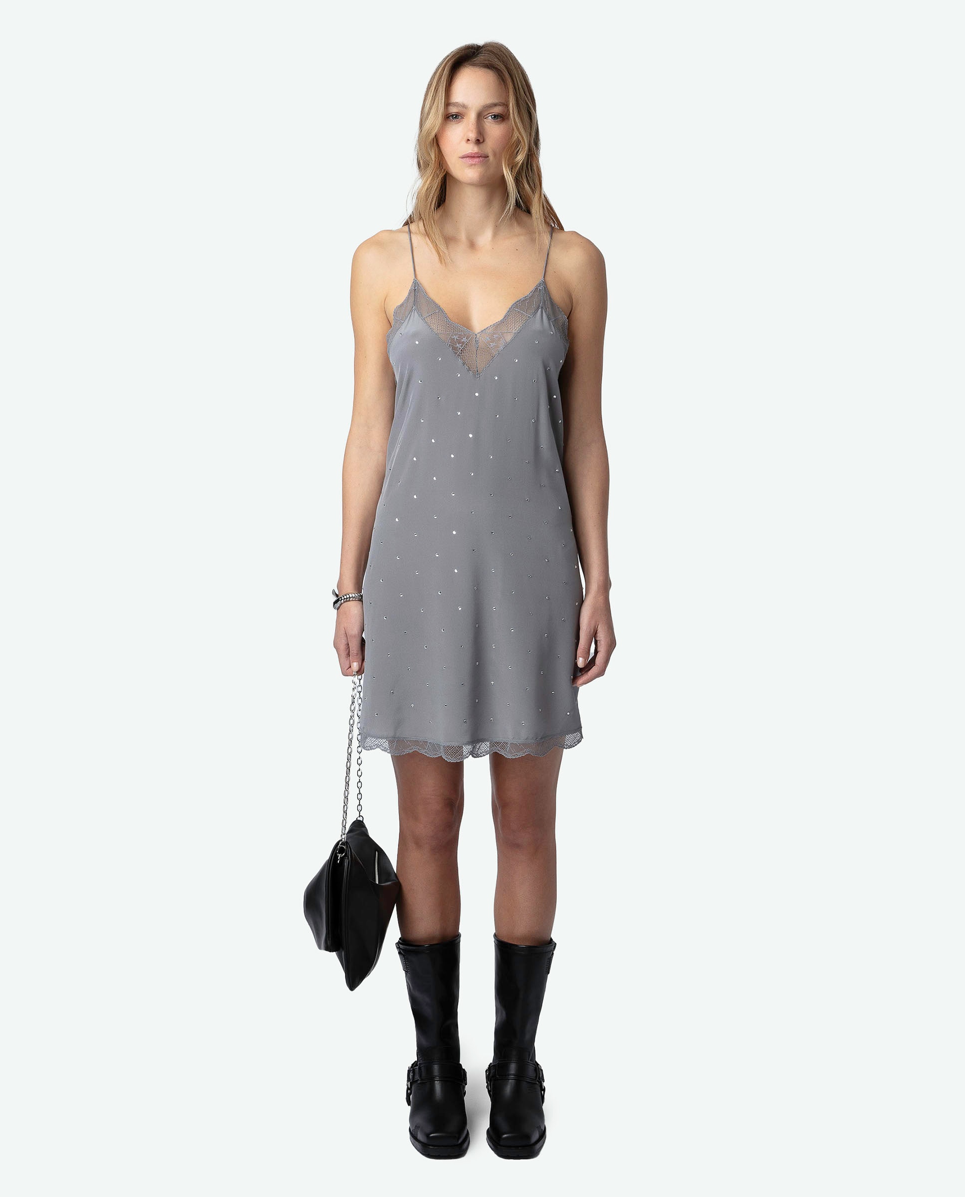 Zadig & Voltaire - Vestido Ristyz de seda strass.