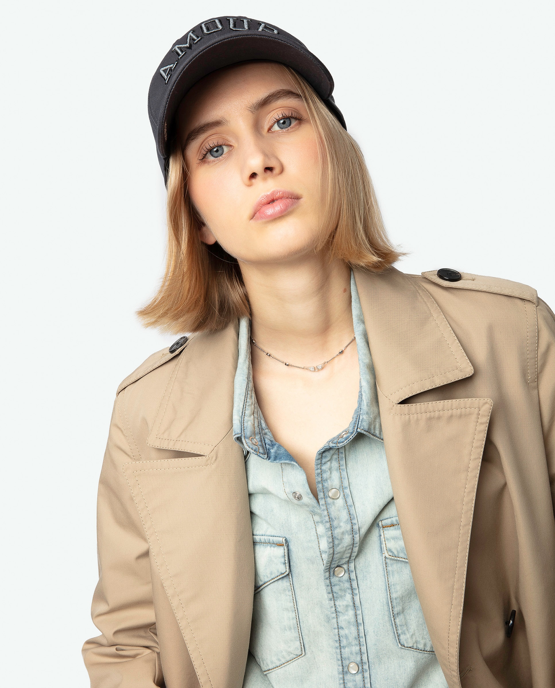 Gorra de mujer de algodón con bordado amour - Zadig & Voltaire - Gris Gris-2
