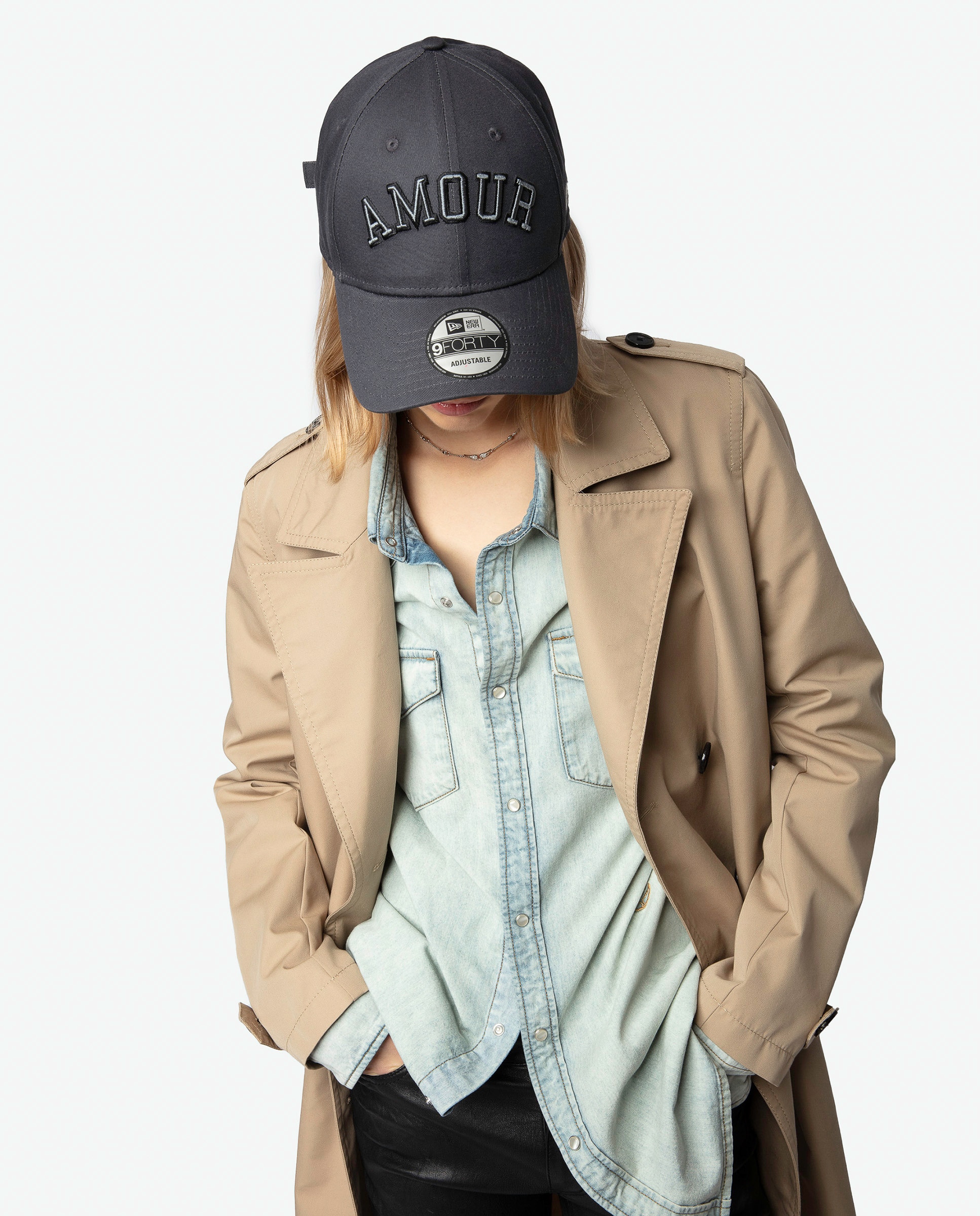 Gorra de mujer de algodón con bordado amour - Zadig & Voltaire - Gris Gris-5