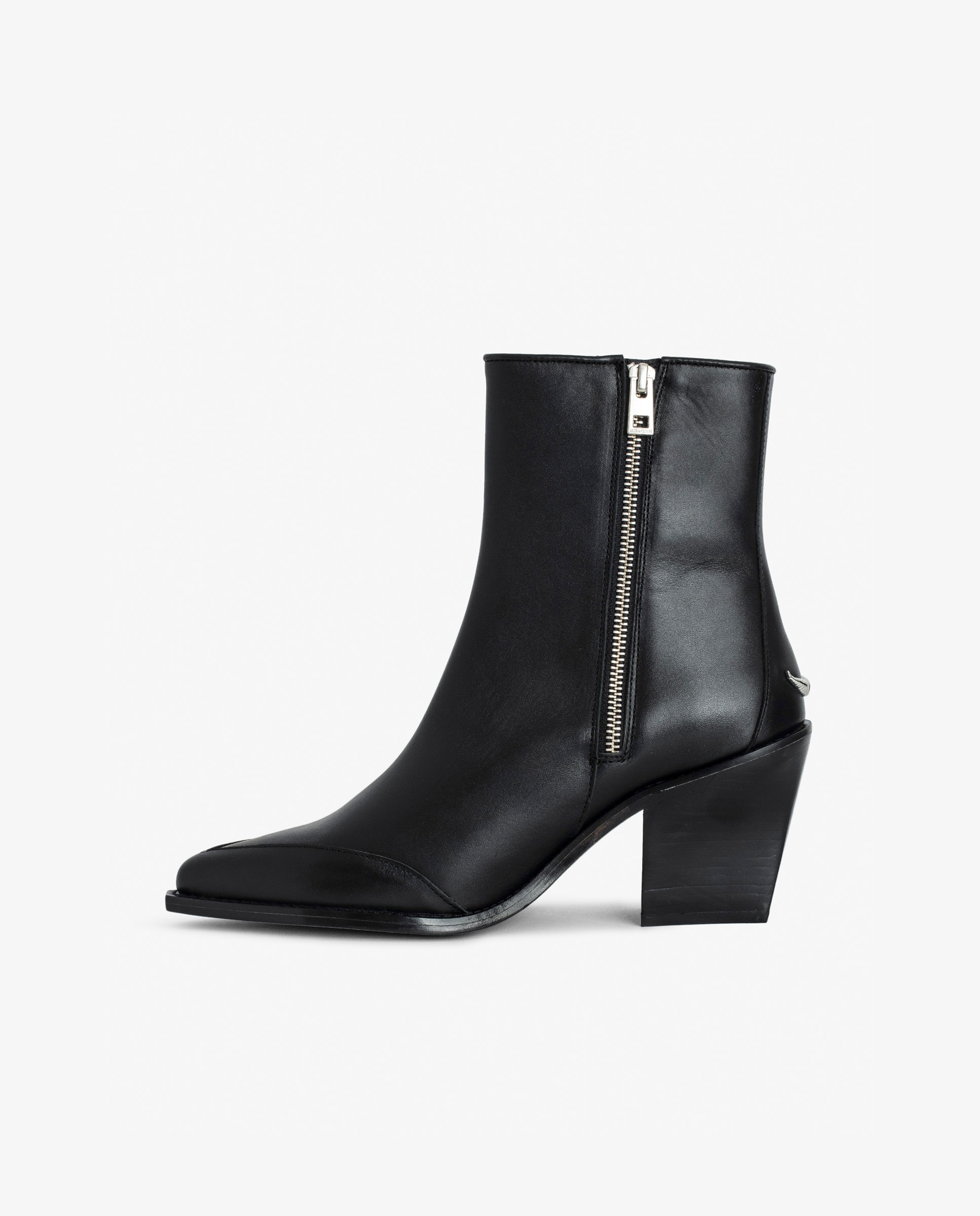Botines básicos de mujer de cuero negro con alas - Zadig & Voltaire - Negro Negro-4