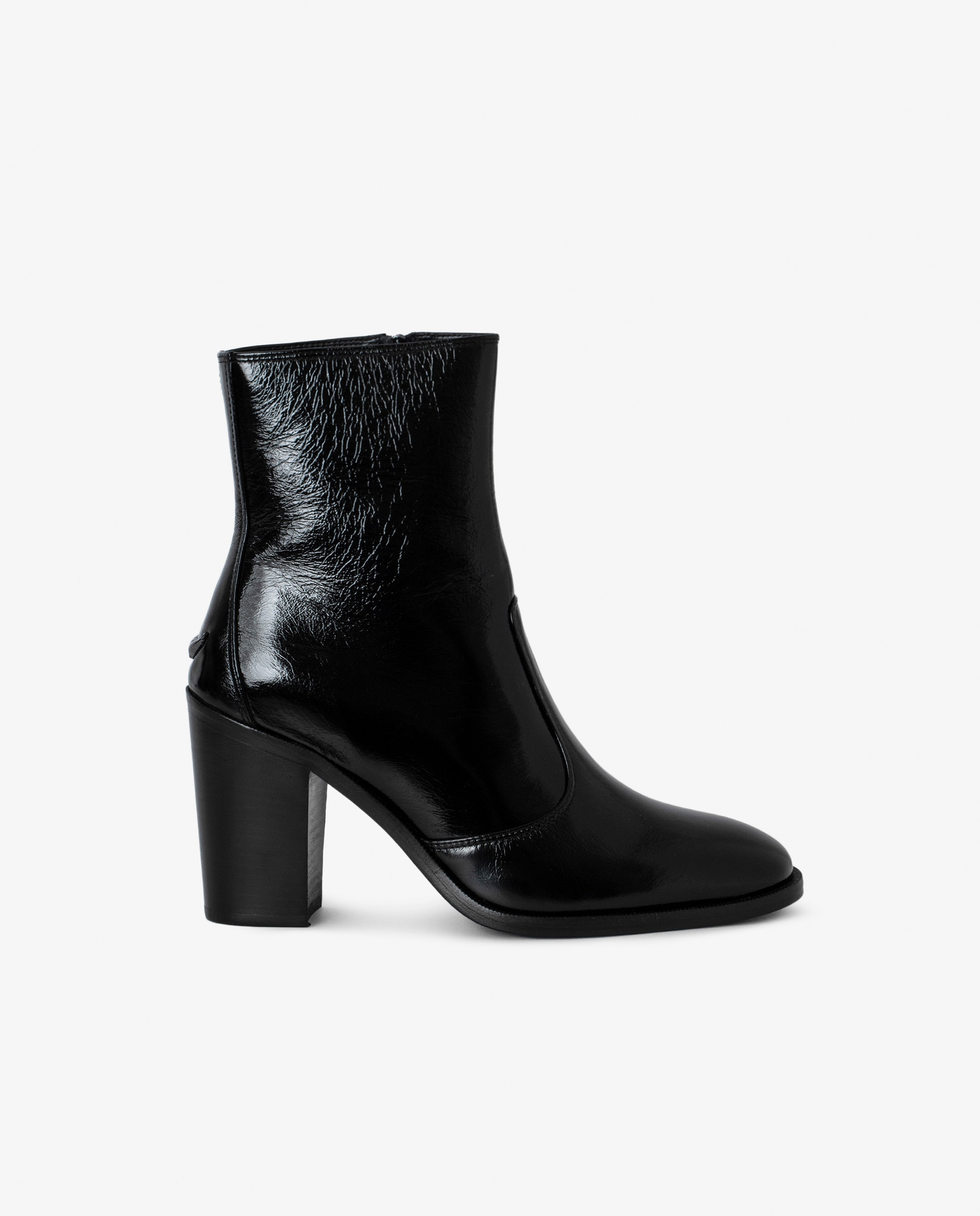 Zadig & Voltaire - Botines de mujer de cuero negro efecto vintage.