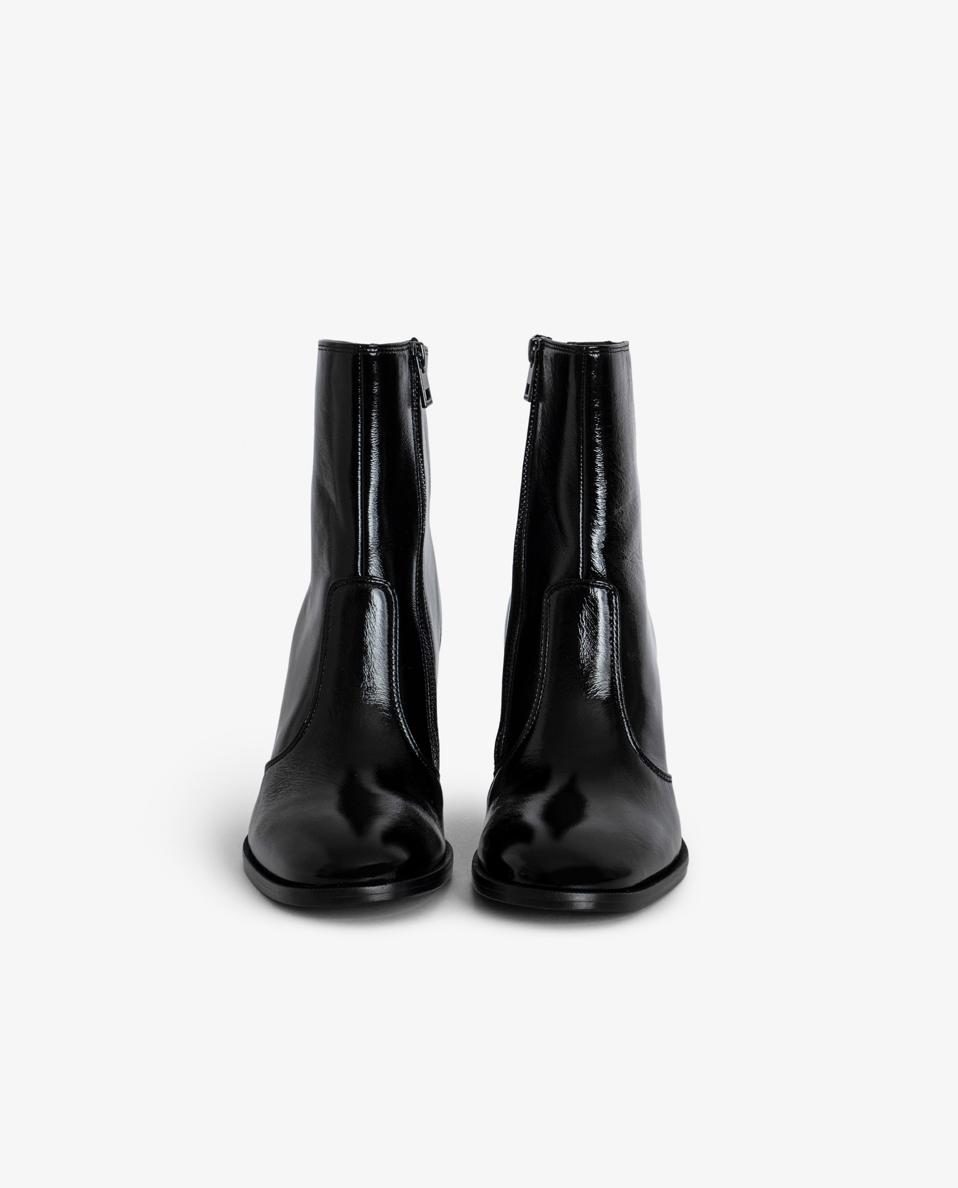 Botines de mujer de cuero negro efecto vintage - Negro Negro-4