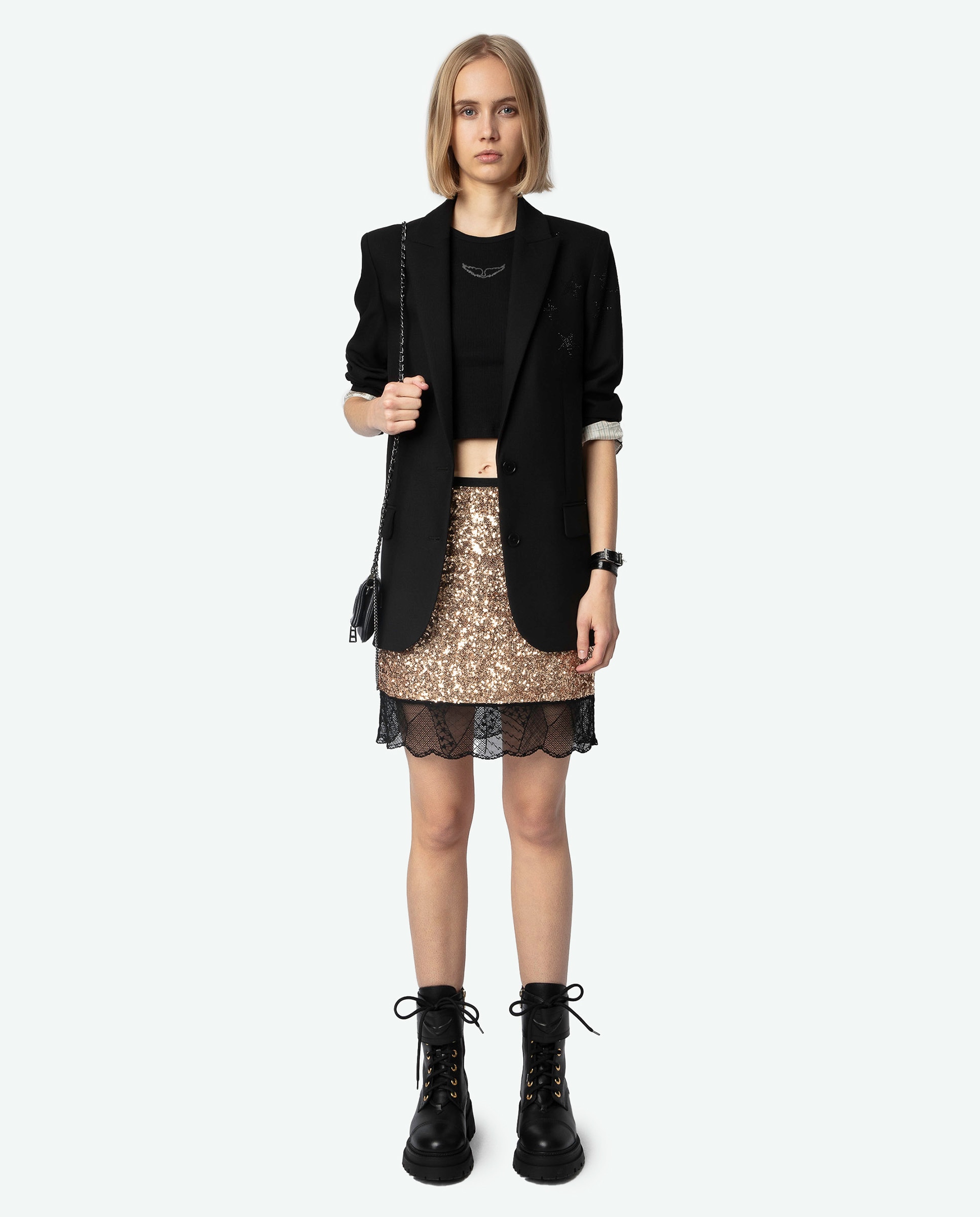 Zadig & Voltaire - Falda Justicias con lentejuelas y encaje.