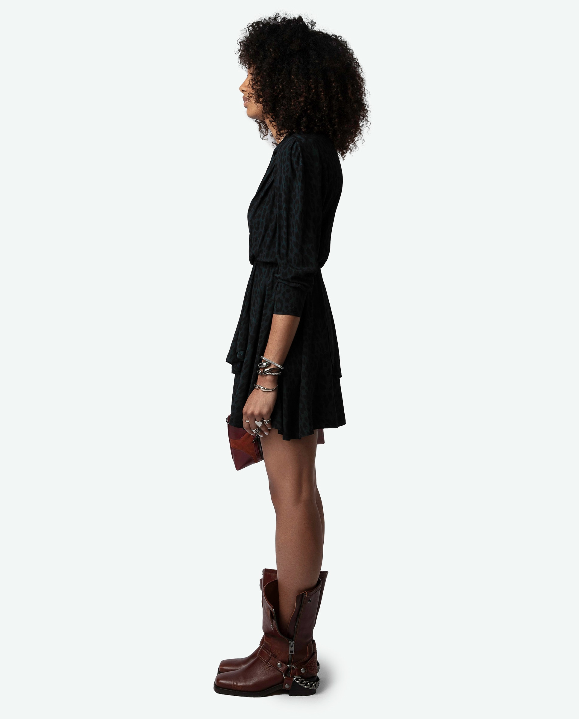 Vestido corto Rogers con estampado de leopardo - Zadig & Voltaire - Verde oscuro Verde oscuro-3