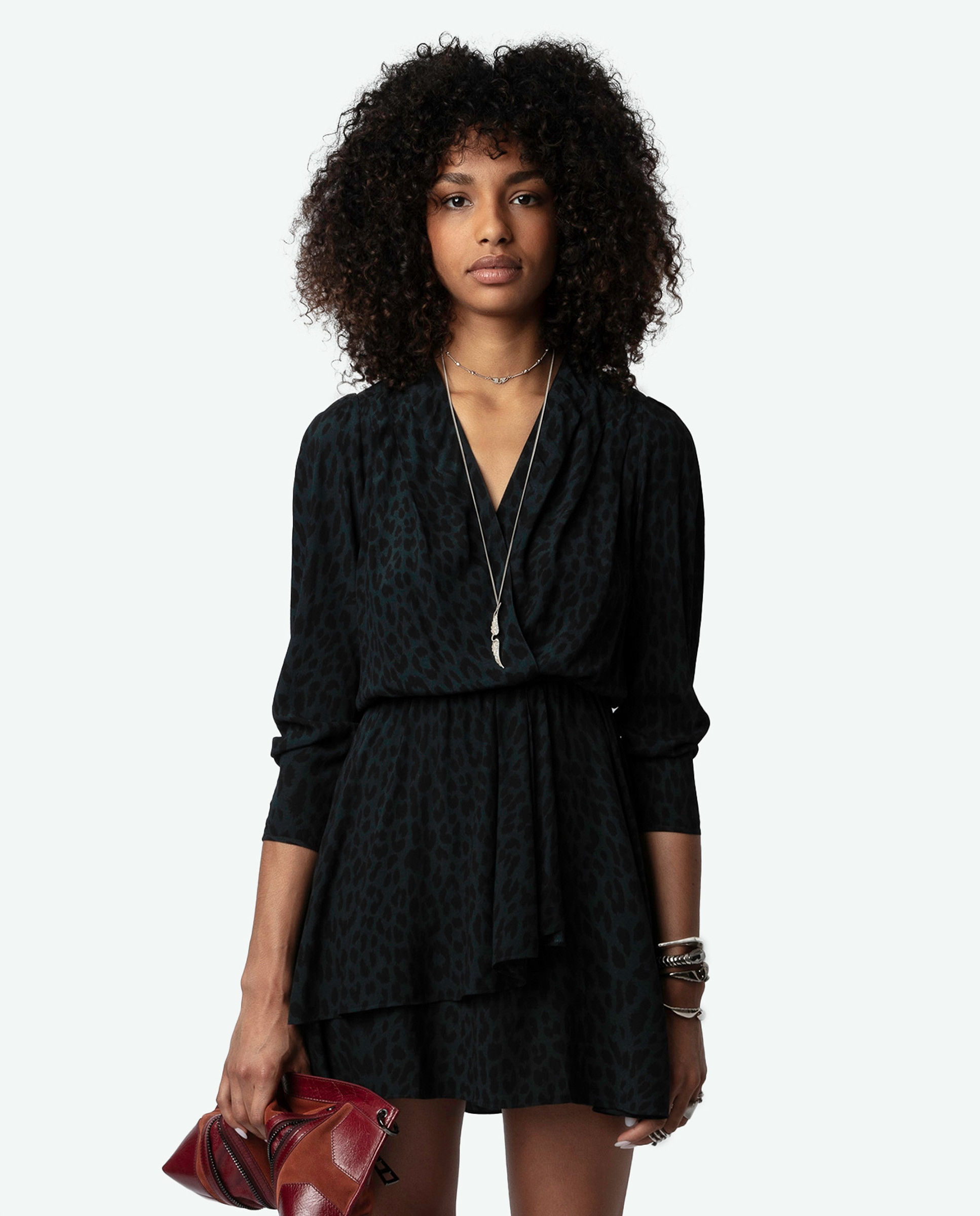 Vestido corto Rogers con estampado de leopardo - Zadig & Voltaire - Verde oscuro Verde oscuro-4