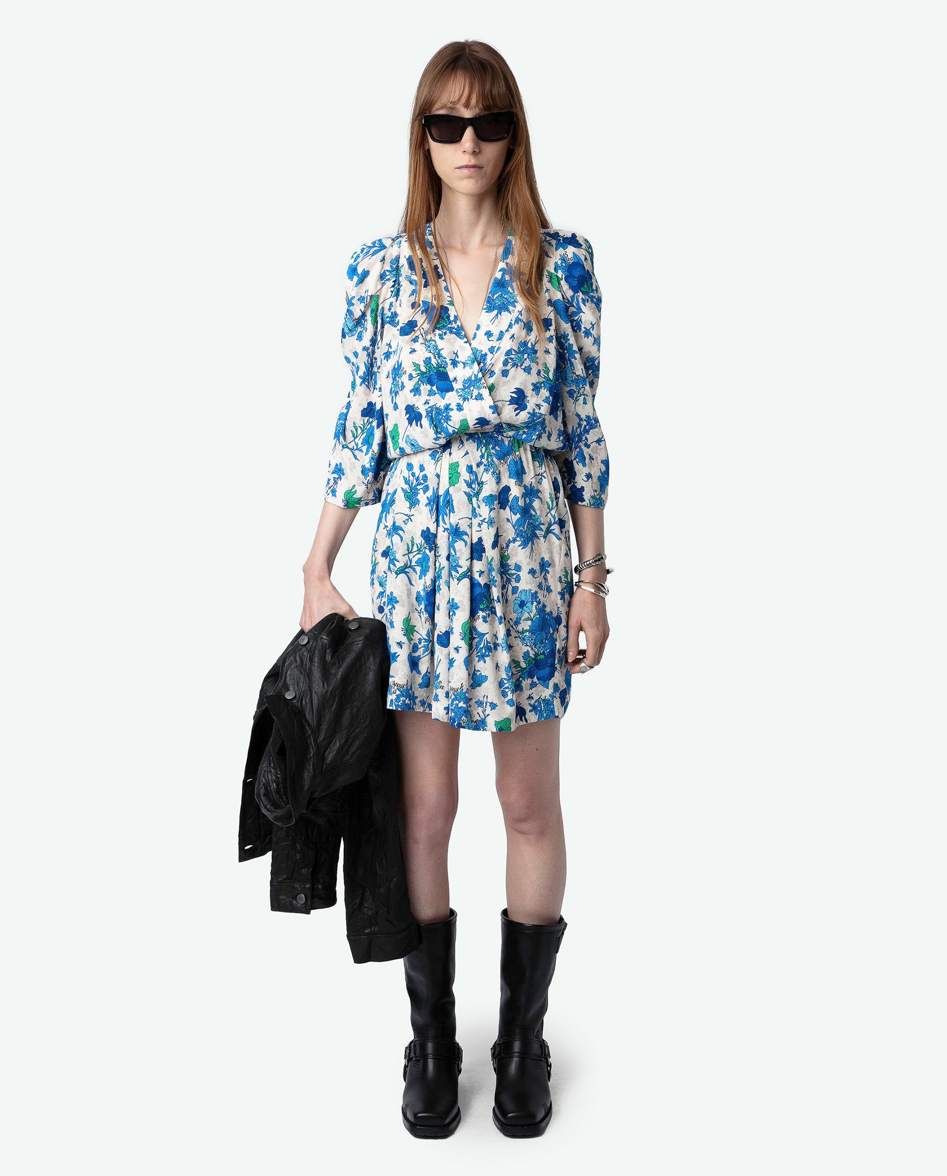 Zadig & Voltaire - Vestido Ruz con estampado floral y mangas 3/4.
