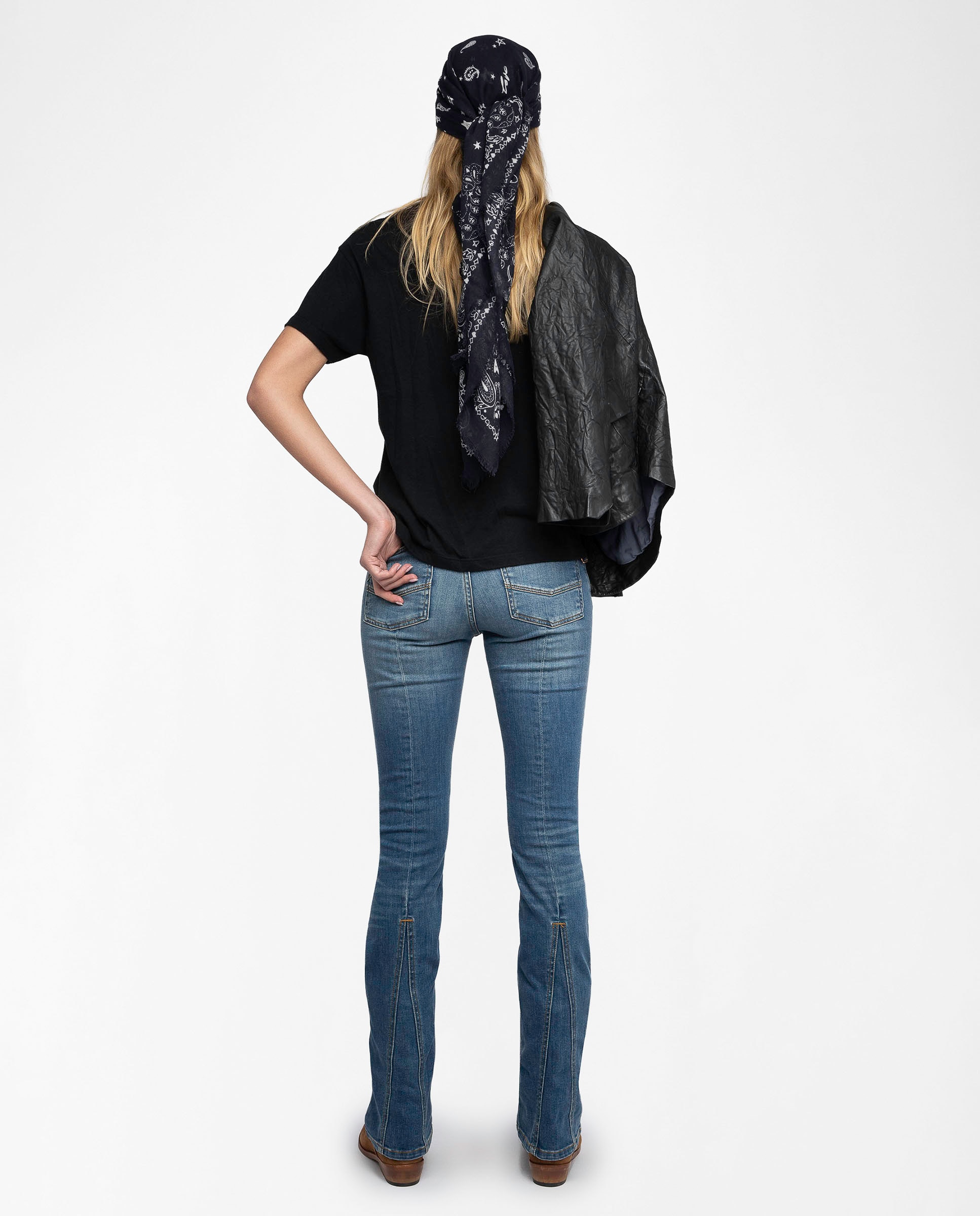 Camiseta de mujer en poliéster con manga corta y pedrería delantera - Zadig & Voltaire - Negro Negro-2