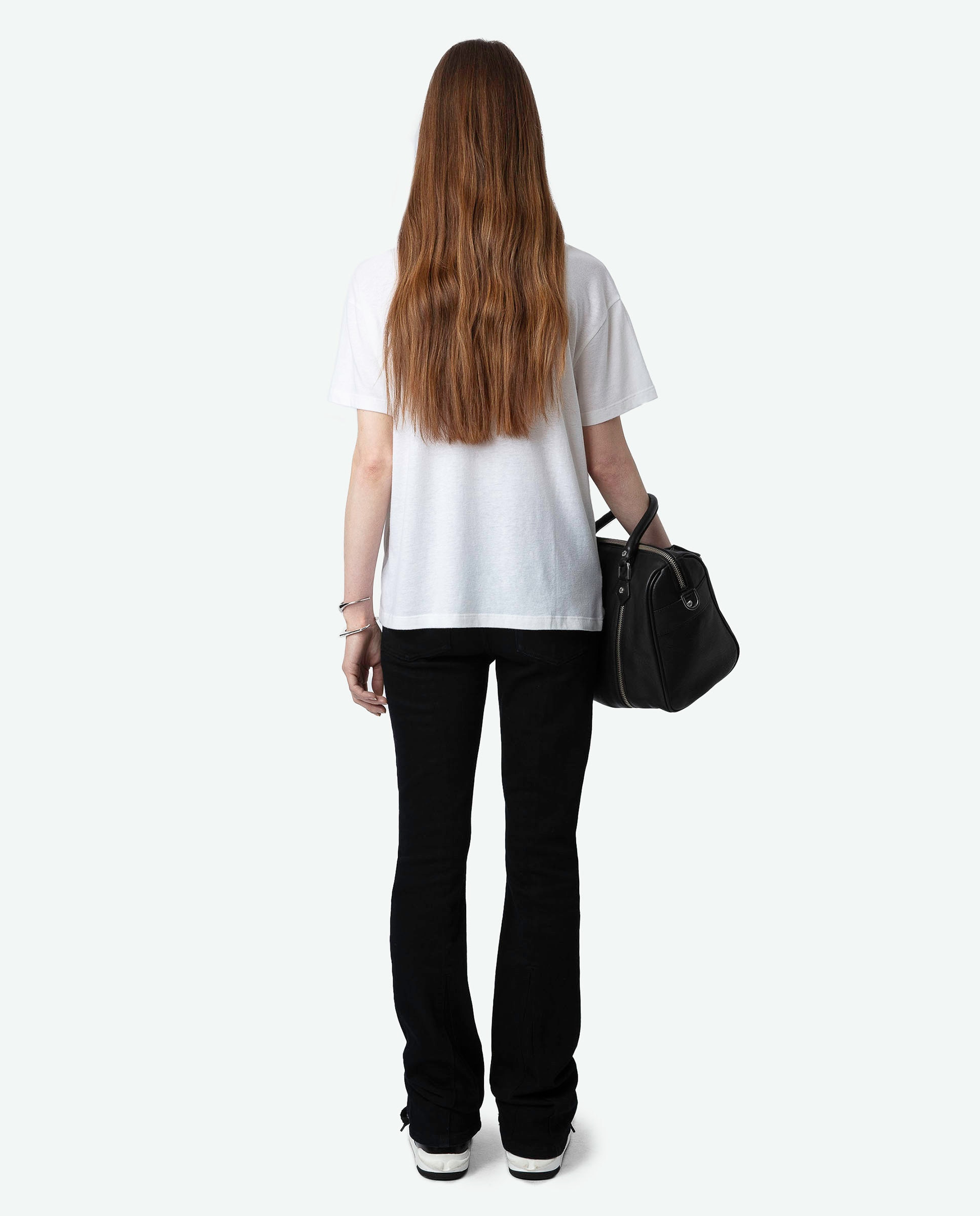 Camiseta de mujer en poliéster con manga corta y pedrería delantera - Zadig & Voltaire - Blanco Blanco-2