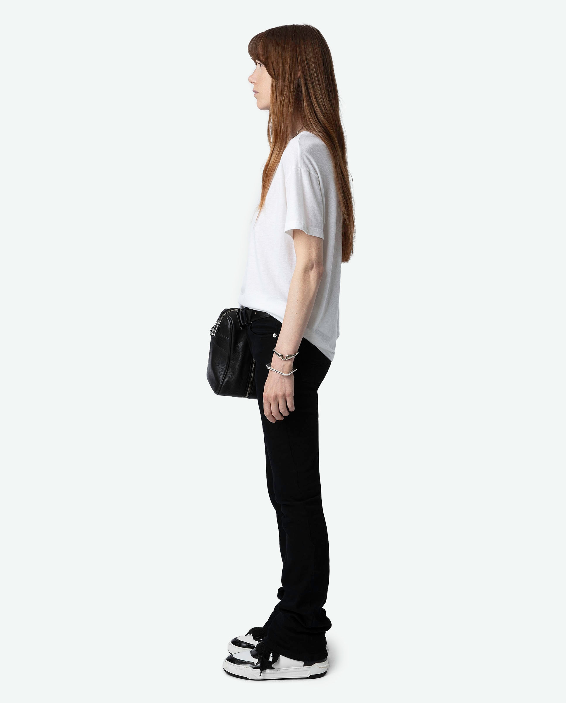Camiseta de mujer en poliéster con manga corta y pedrería delantera - Zadig & Voltaire - Blanco Blanco-3