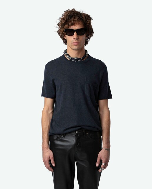 Imagen 0 de Jersey Jimmy de hombre de mangas cortas en cachemira en color gris oscuro