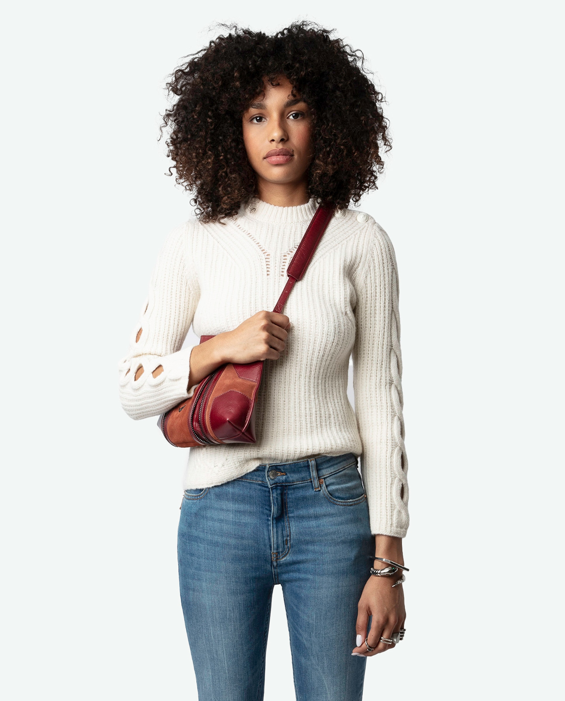 Imagen 1 de Jersey de mujer Sulky 100% Lana Merina con detalles calados Beige