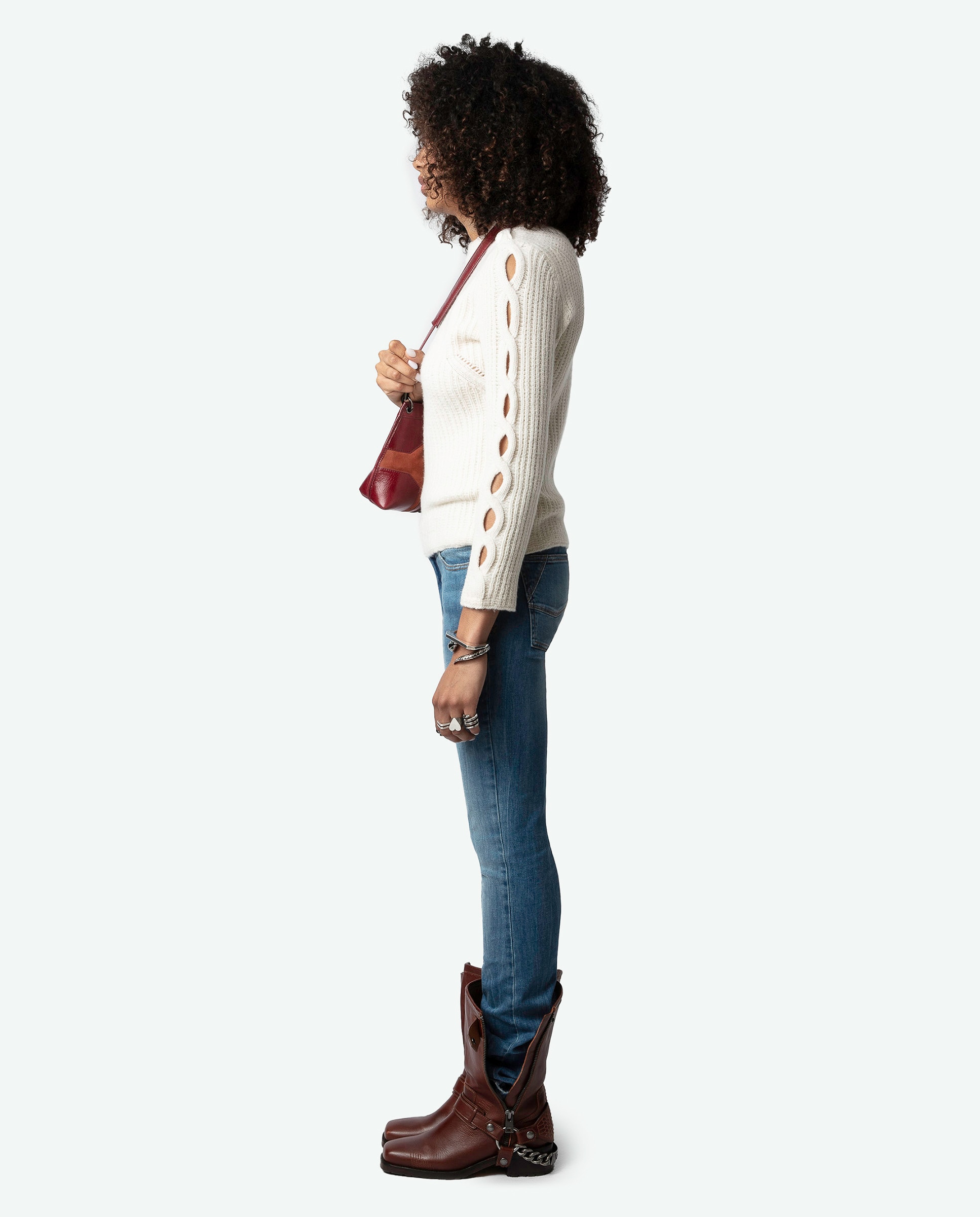 Imagen 3 de Jersey de mujer Sulky 100% Lana Merina con detalles calados - Beige Beige