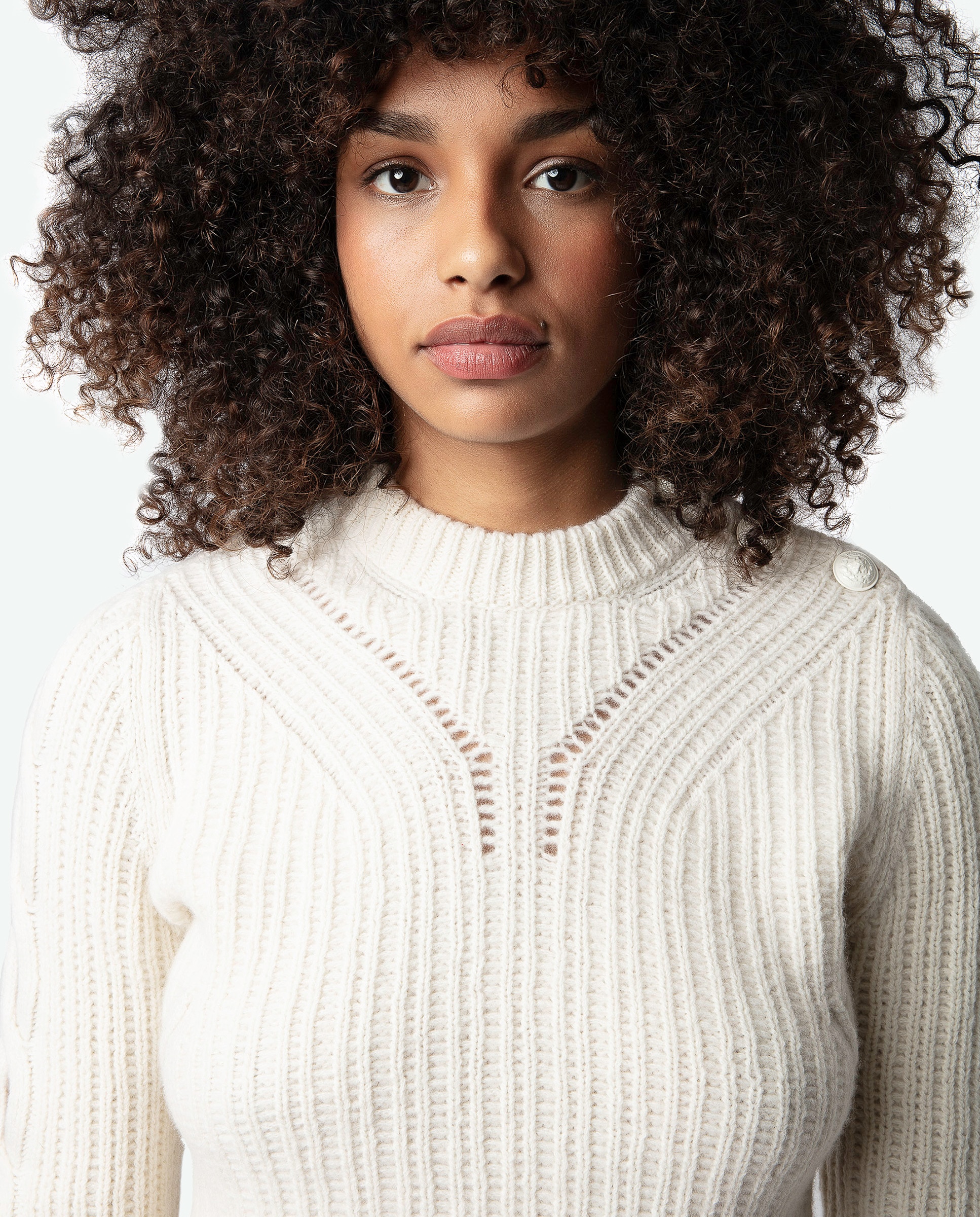 Imagen 6 de Jersey de mujer Sulky 100% Lana Merina con detalles calados - Beige Beige