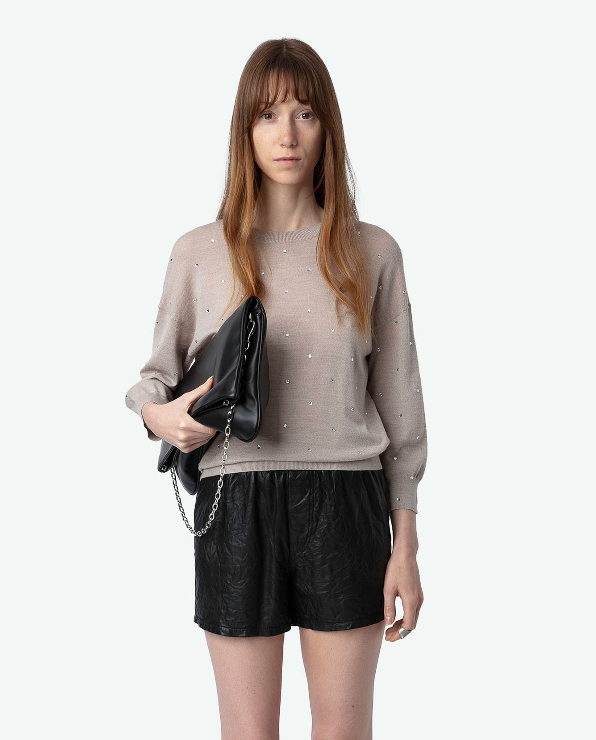 Imagen 1 de Jersey de mujer Kansy con Strass 100% Lana merina Beige