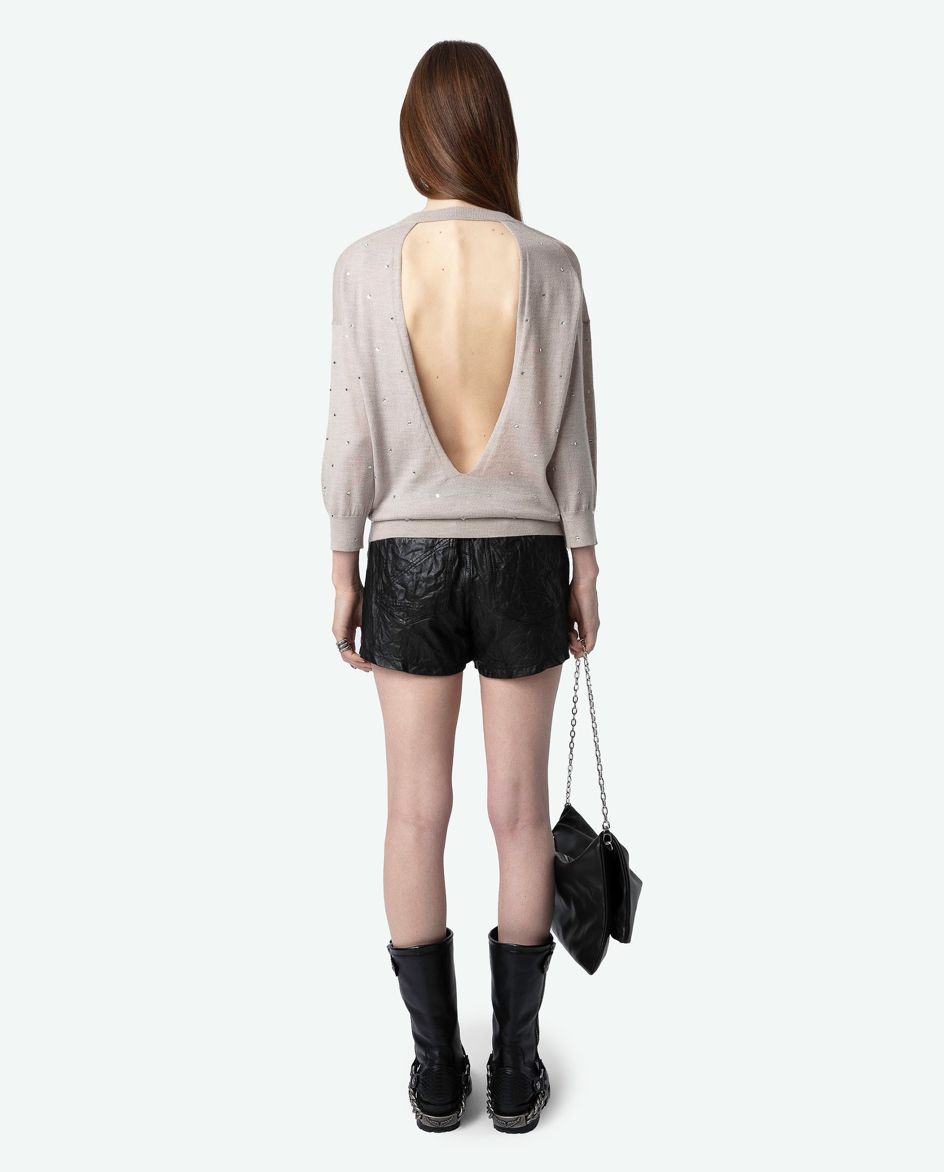 Imagen 2 de Jersey de mujer Kansy con Strass 100% Lana merina - Beige Beige