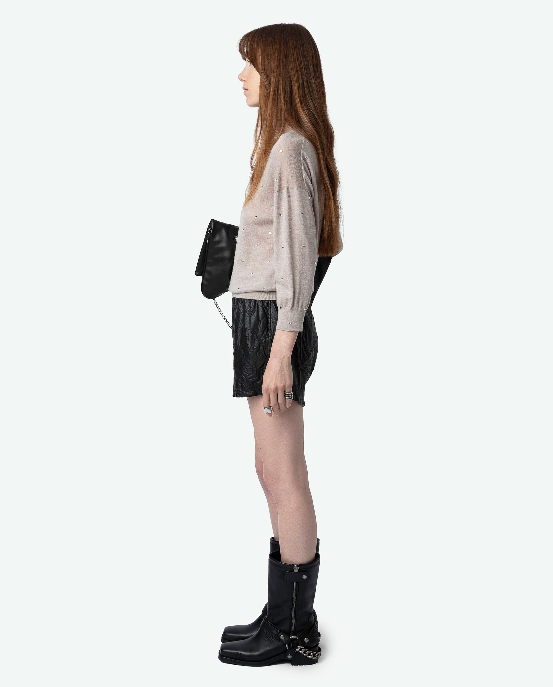 Imagen 3 de Jersey de mujer Kansy con Strass 100% Lana merina - Beige Beige