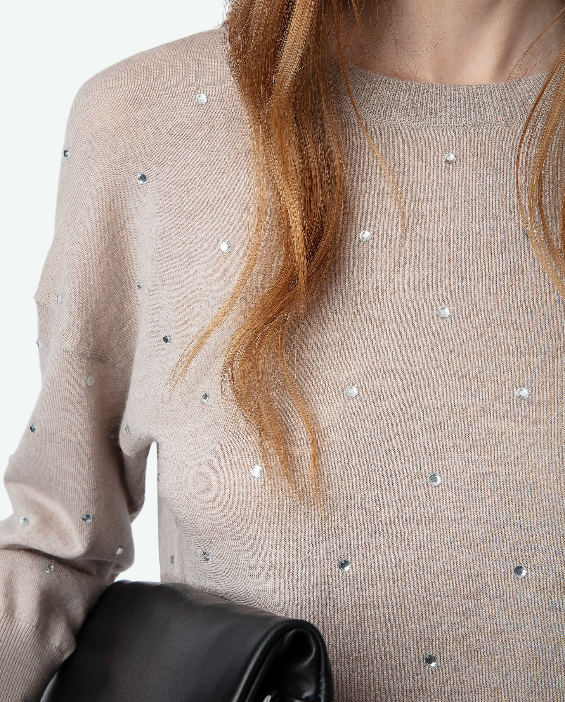 Imagen 4 de Jersey de mujer Kansy con Strass 100% Lana merina - Beige Beige