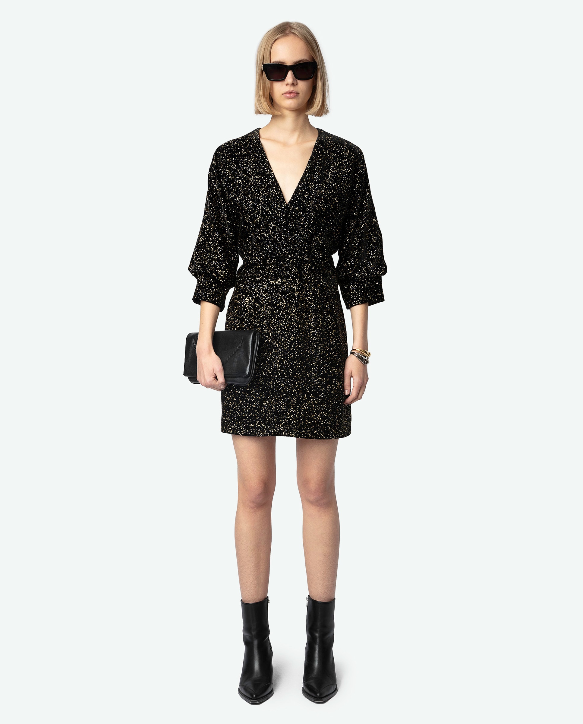 Zadig & Voltaire - Vestido Rosli corto con escote de pico.