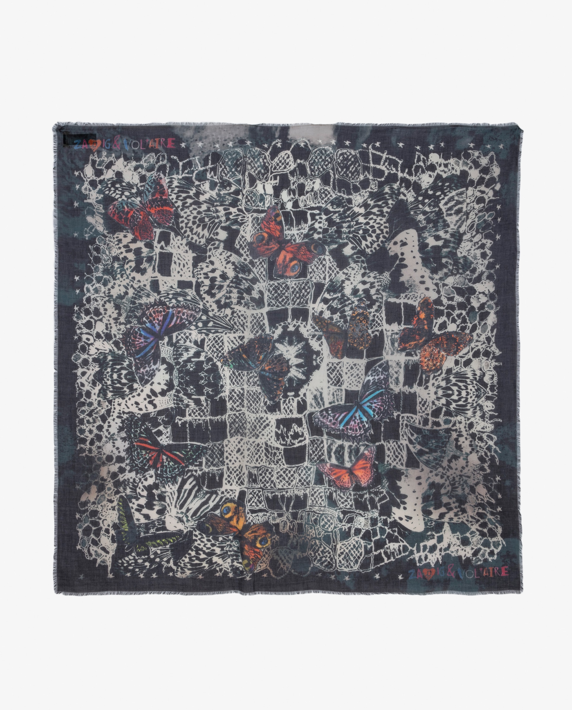 Pañuelo de mujer con estampado de mariposas - Zadig & Voltaire - Azul marino Azul marino-1