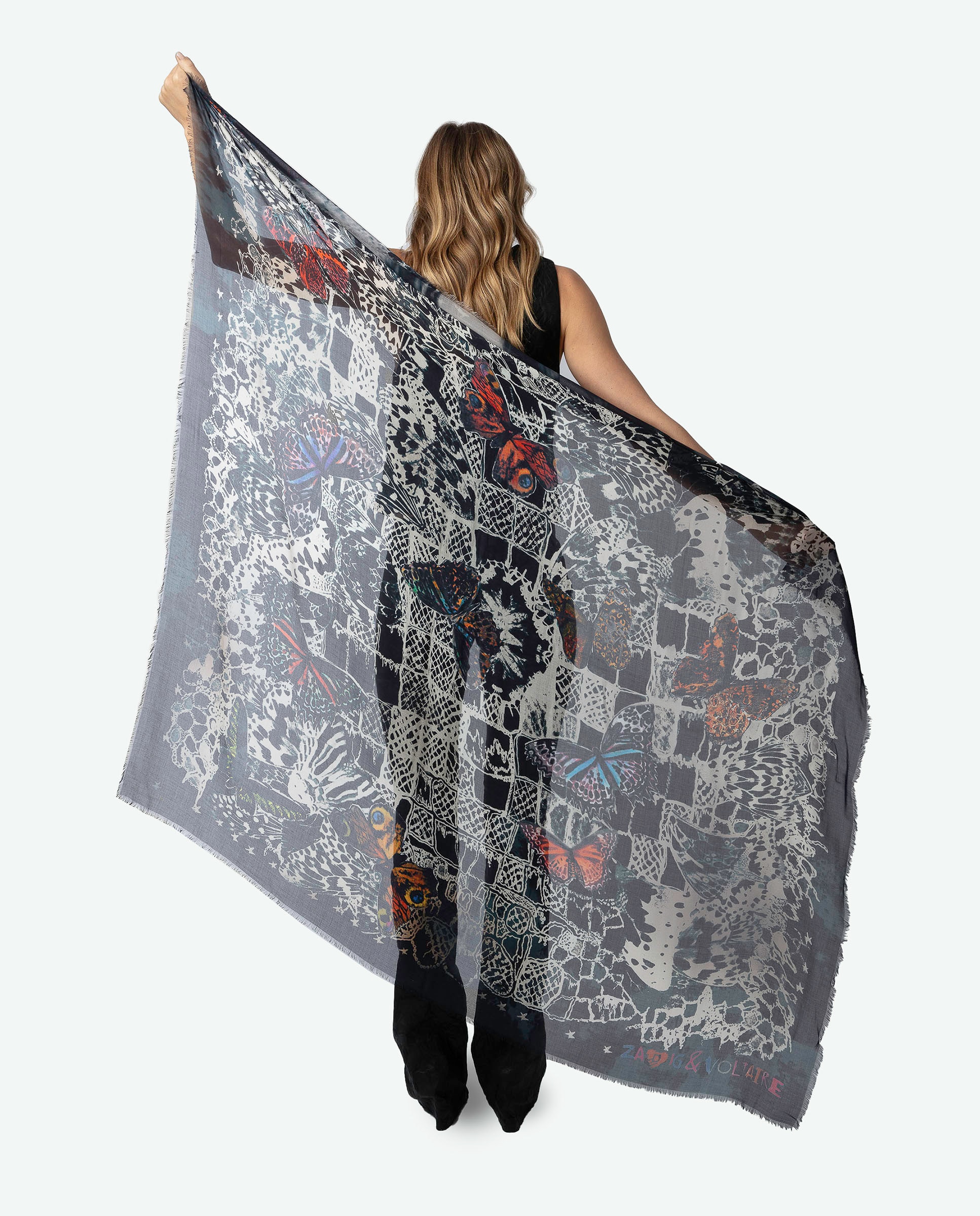 Pañuelo de mujer con estampado de mariposas - Zadig & Voltaire - Azul marino Azul marino-4