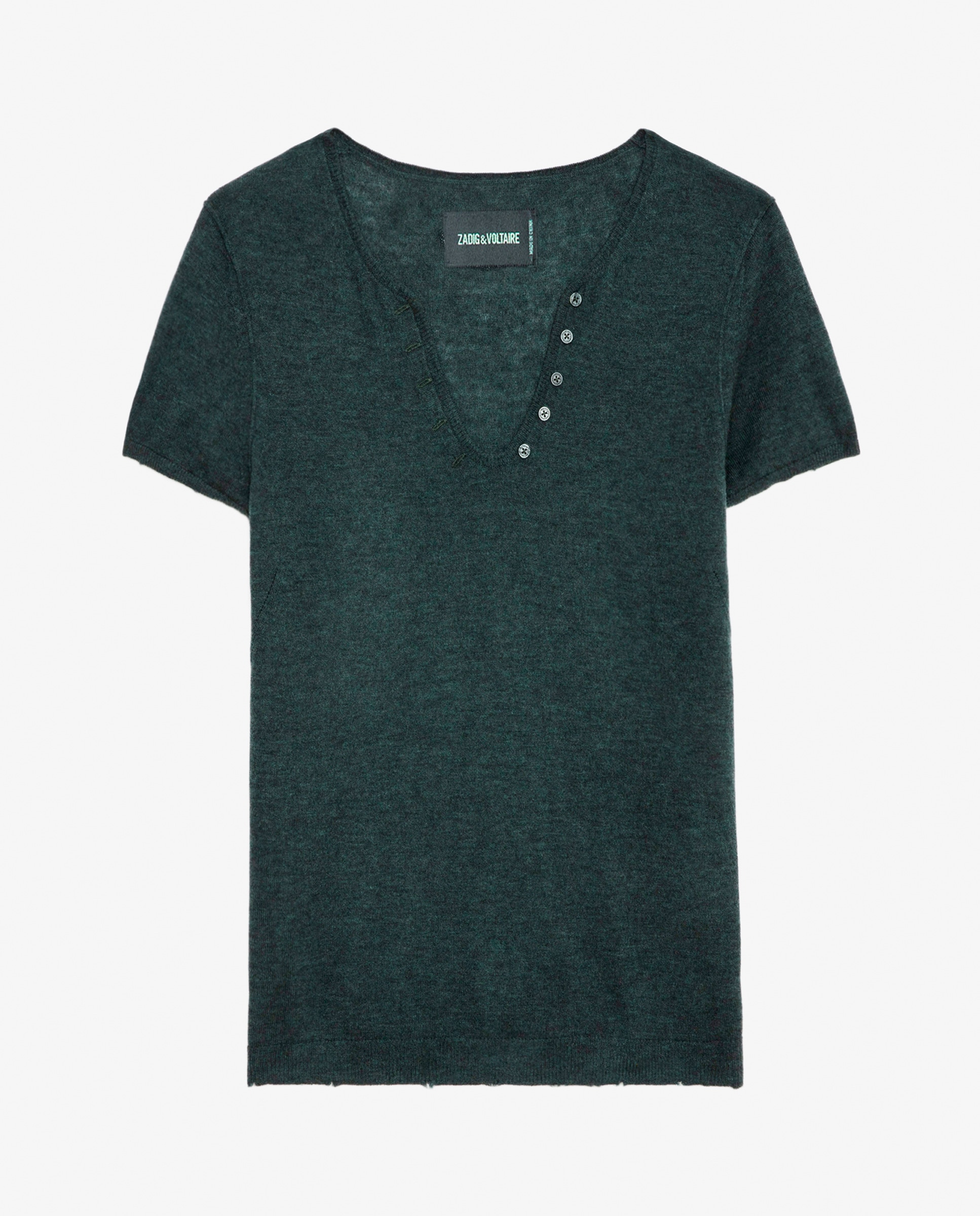 Imagen 6 de Jersey de mujer Celsy de cachemira con manga corta - Verde oscuro Verde oscuro
