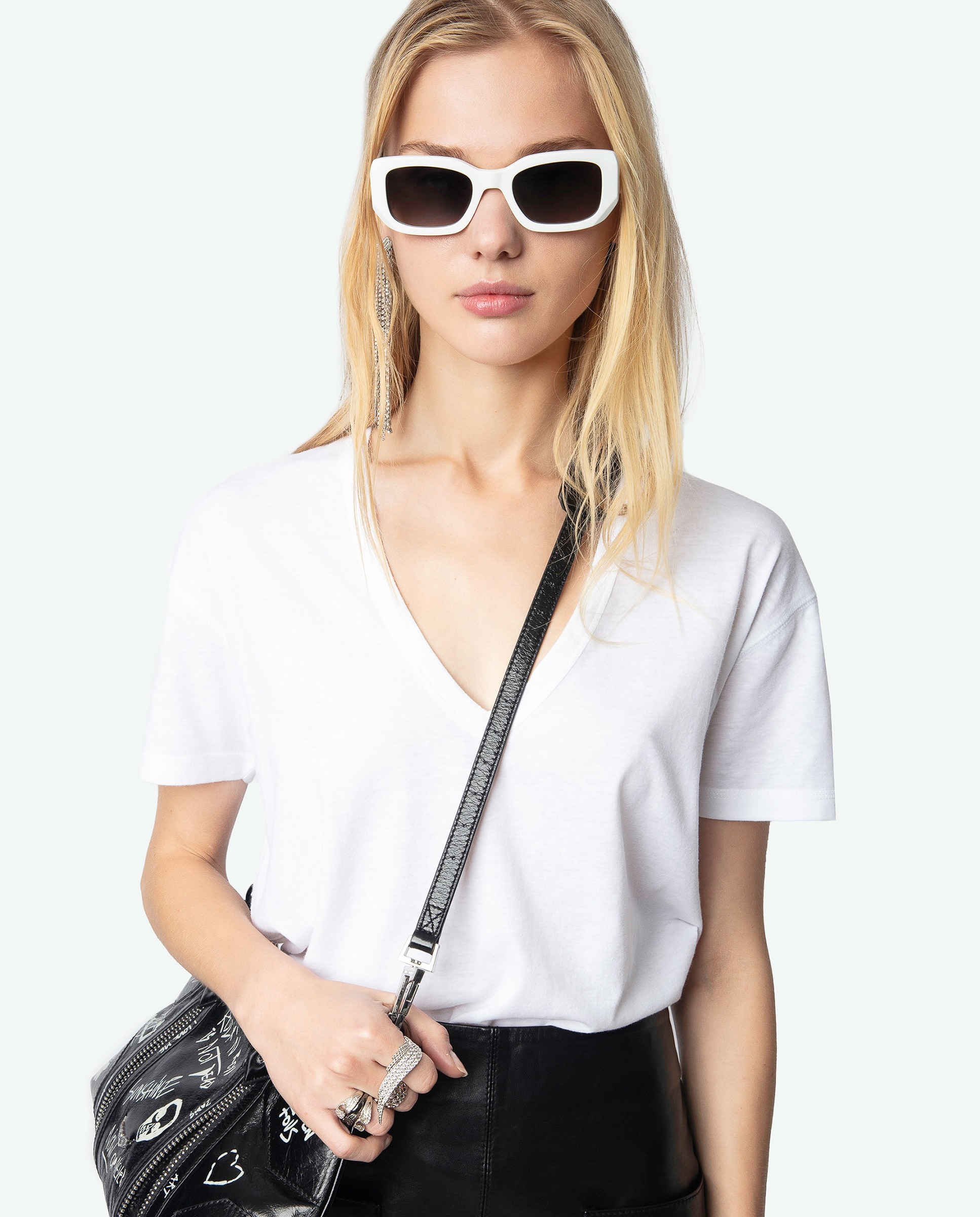 Zadig & Voltaire - Camiseta Marta de mujer de mangas cortas de poliéster.