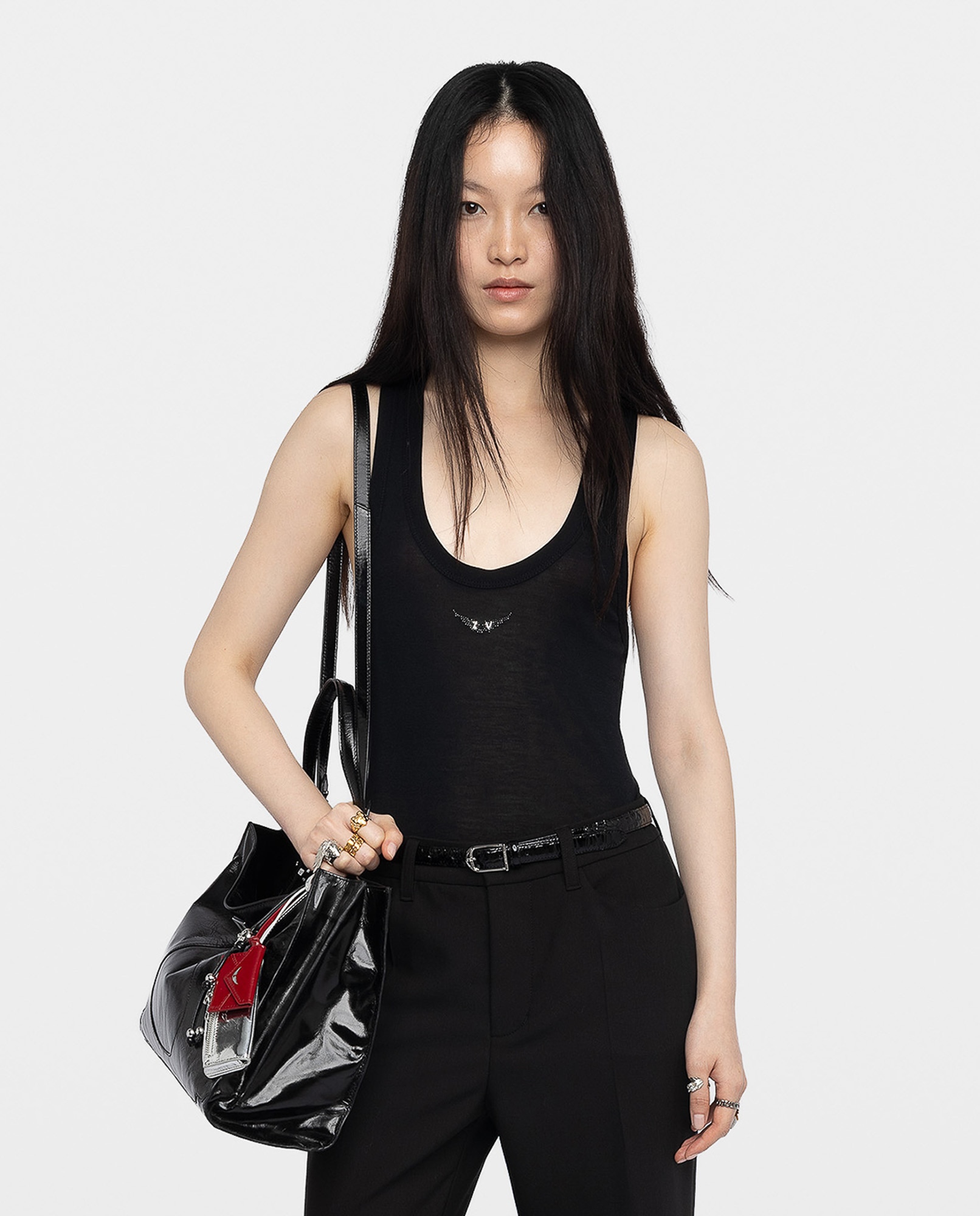 Camiseta de mujer de tirantes de canalé de modal - Zadig & Voltaire - Negro Negro-1