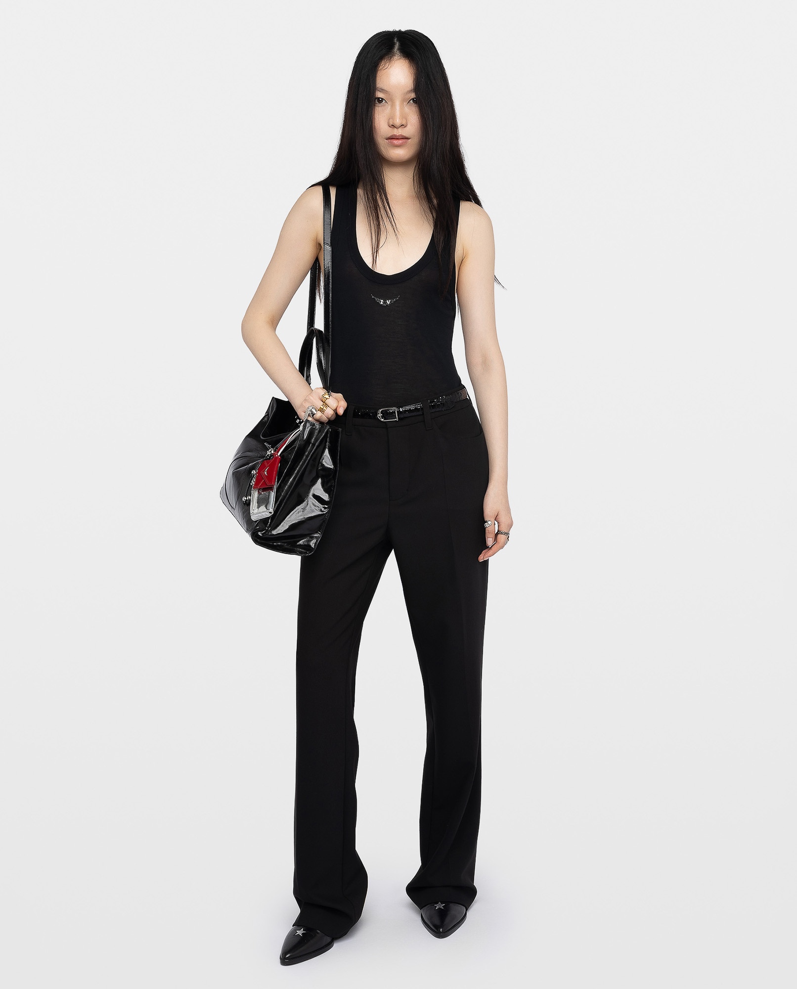 Camiseta de mujer de tirantes de canalé de modal - Zadig & Voltaire - Negro Negro-4