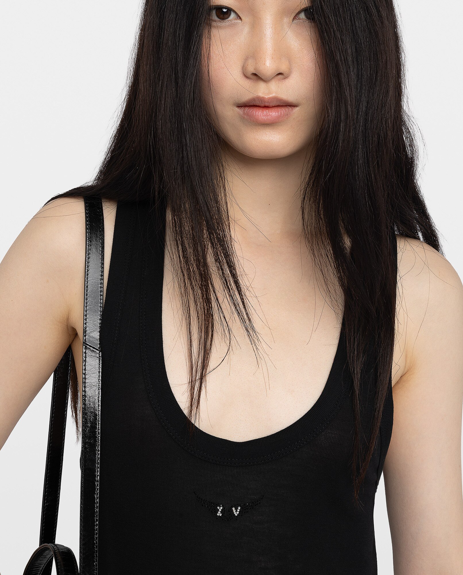 Camiseta de mujer de tirantes de canalé de modal - Zadig & Voltaire - Negro Negro-5