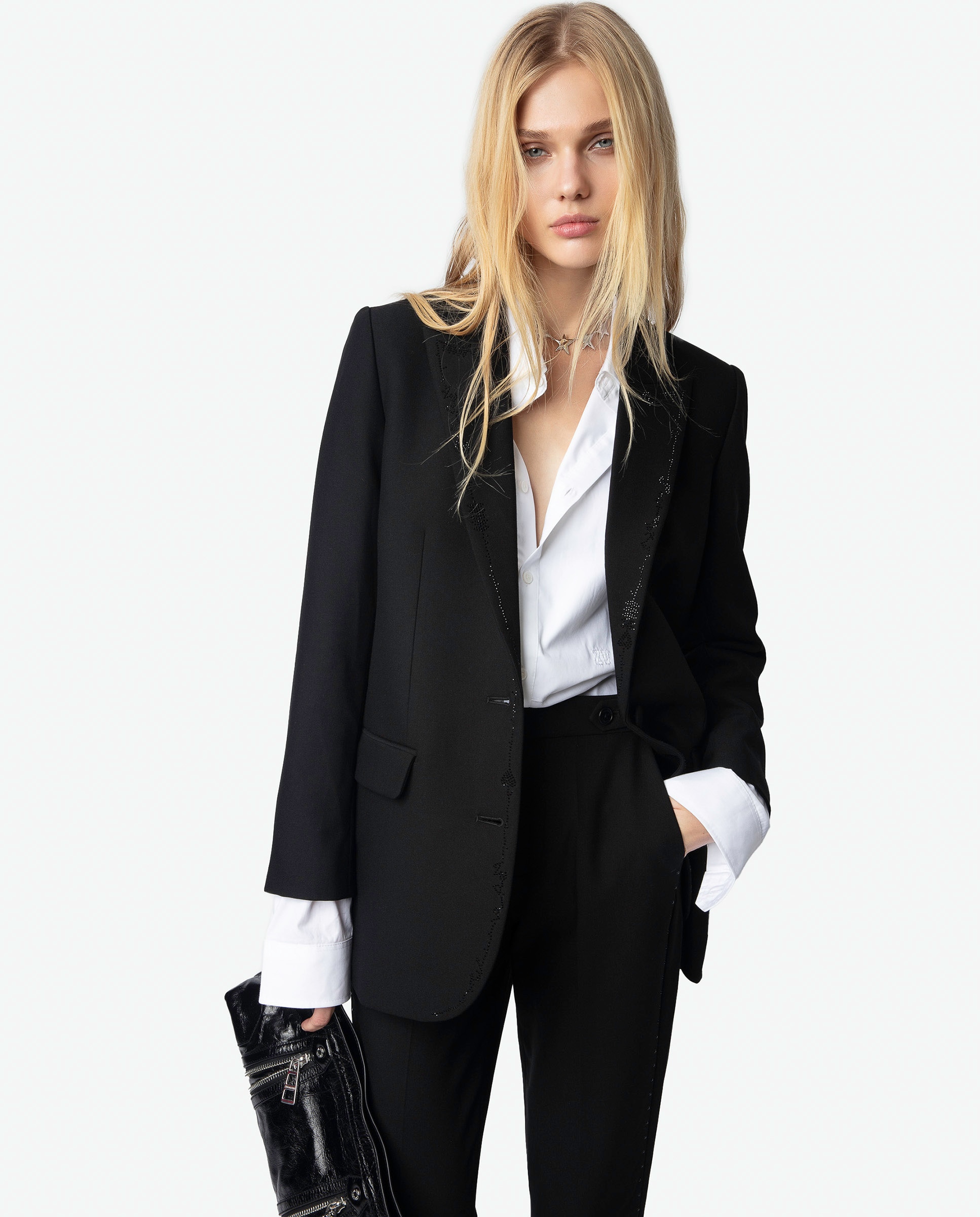 Zadig & Voltaire - Blazer de mujer con cierre abotonado y strass.